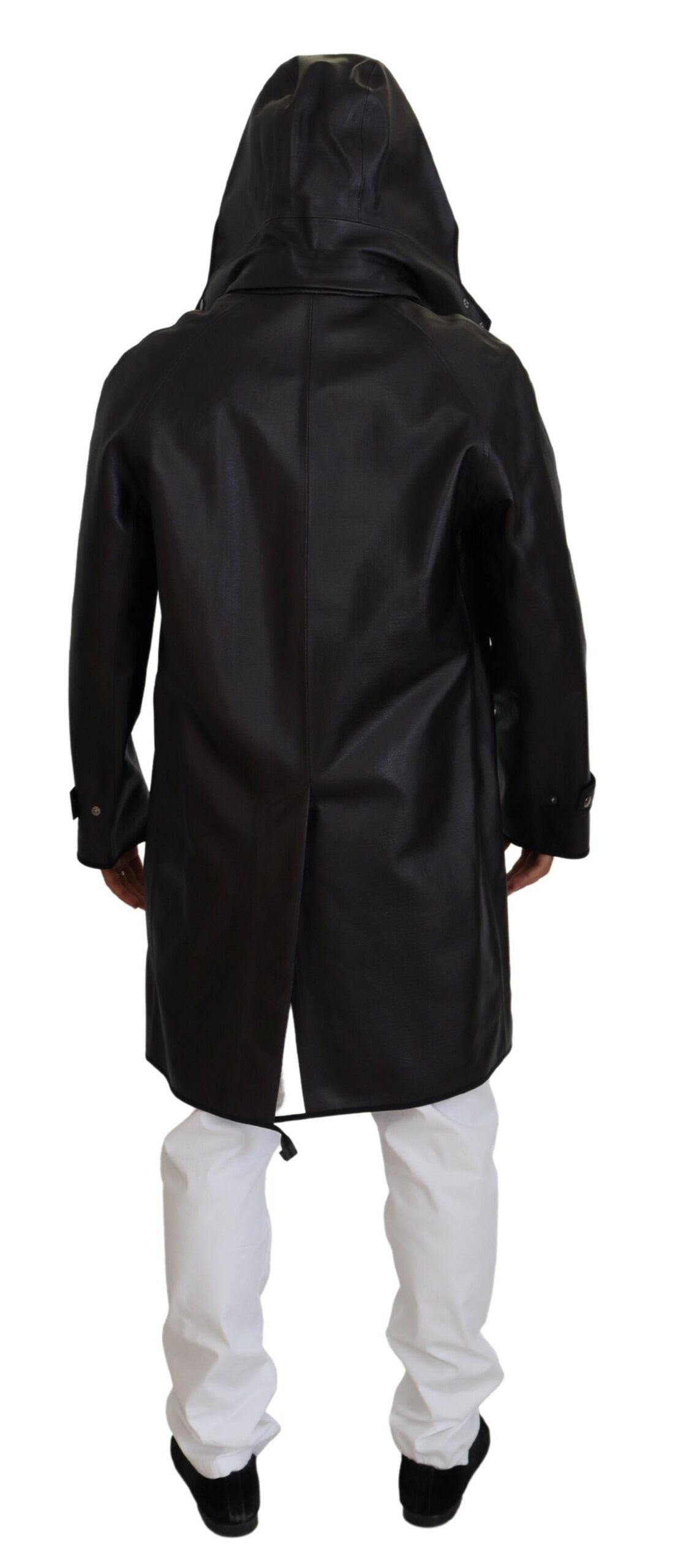 Black Trench Hooded Parka Cotton Jacket