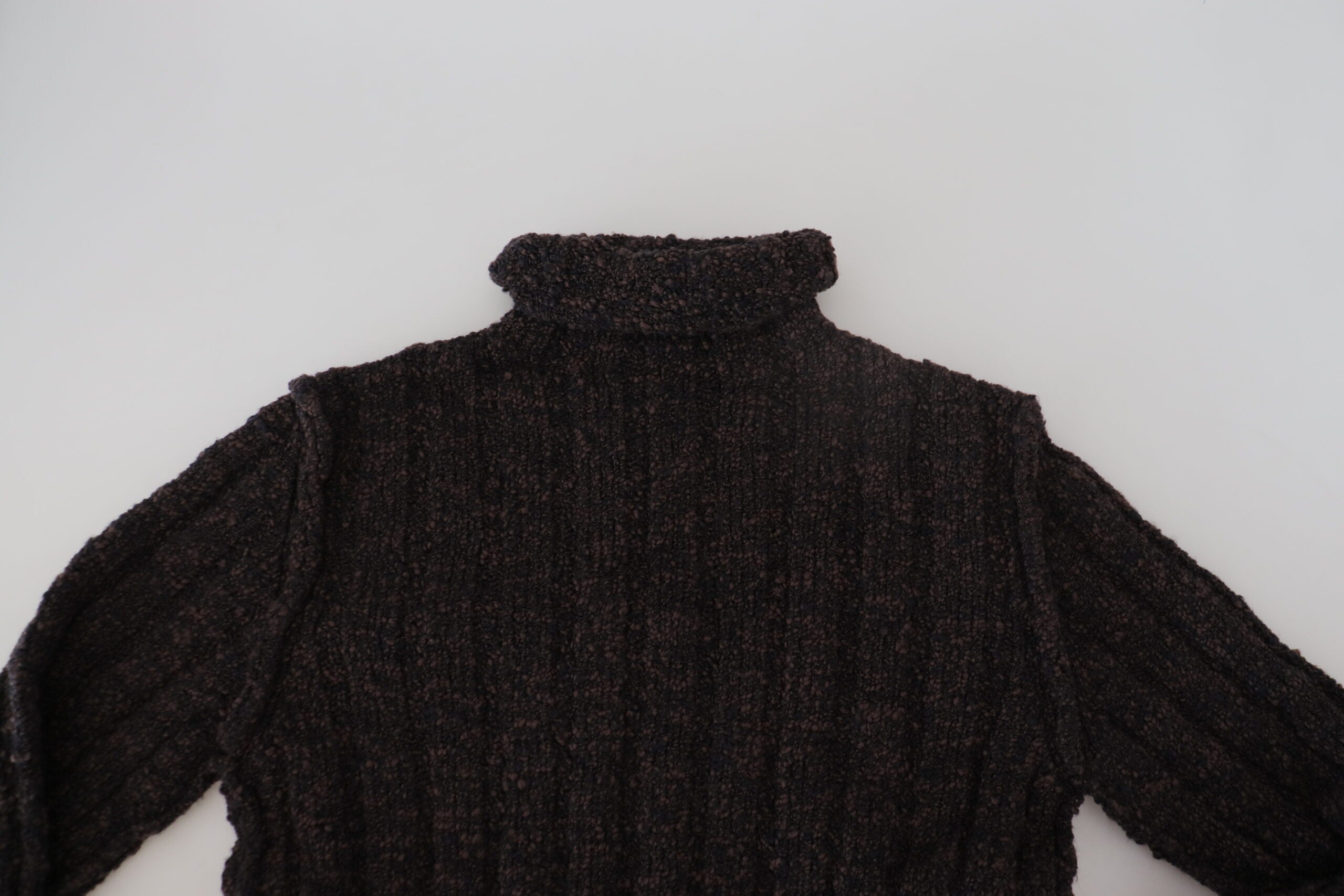 Brown Wool Knit Turtleneck Pullover Sweater