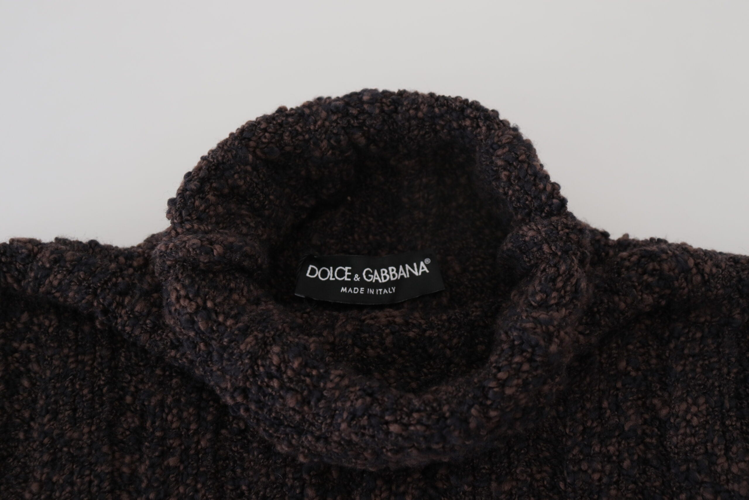 Brown Wool Knit Turtleneck Pullover Sweater