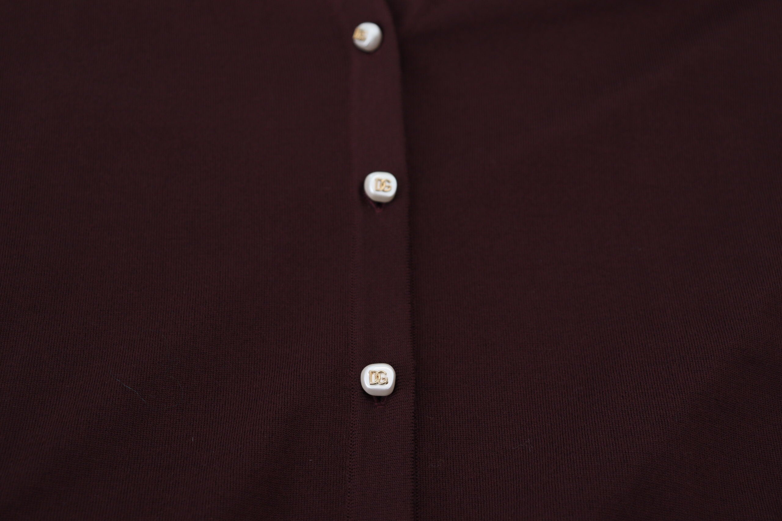 Maroon Wool Knit Deep V-neck Cardigan Sweater