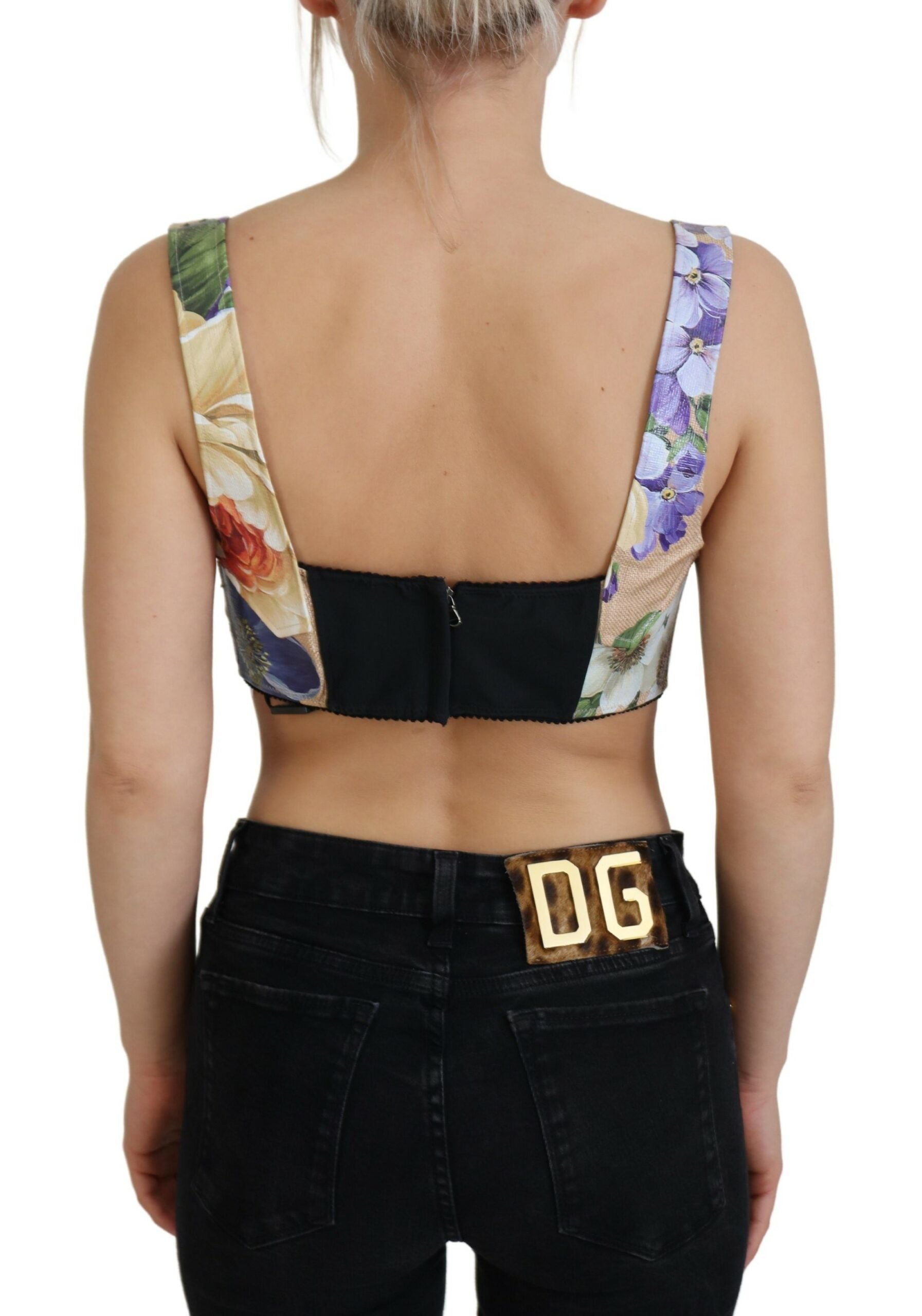 Multicolor Floral Cropped Bustier Corset Top
