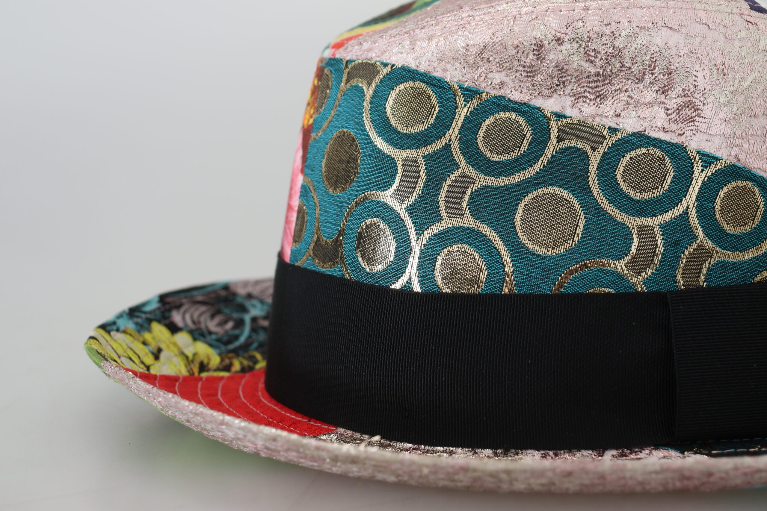 Multicolor Patchwork Women Fedora Wide Brim Hat