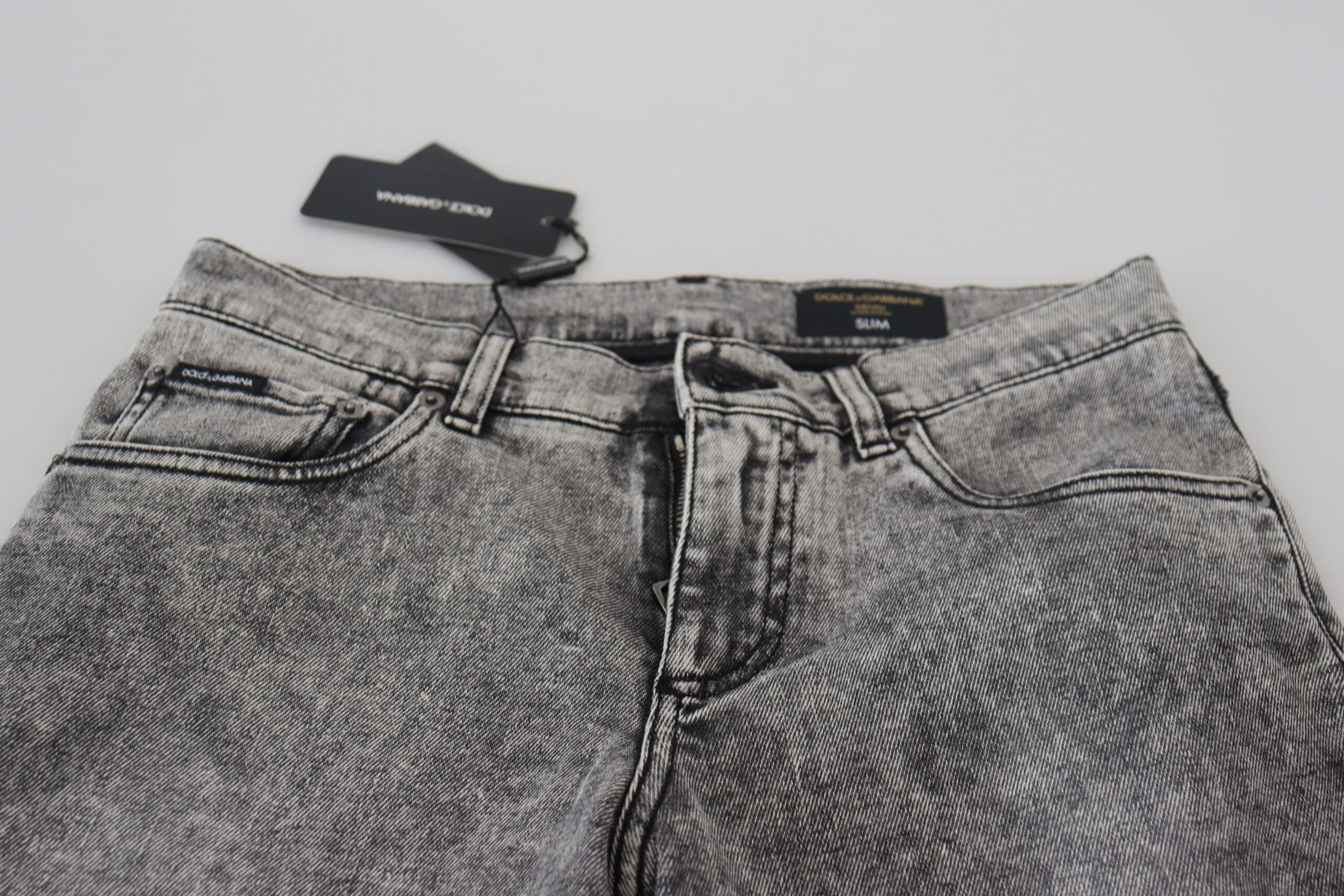 Grey Washed Cotton Slim Fit Men Denim Jeans