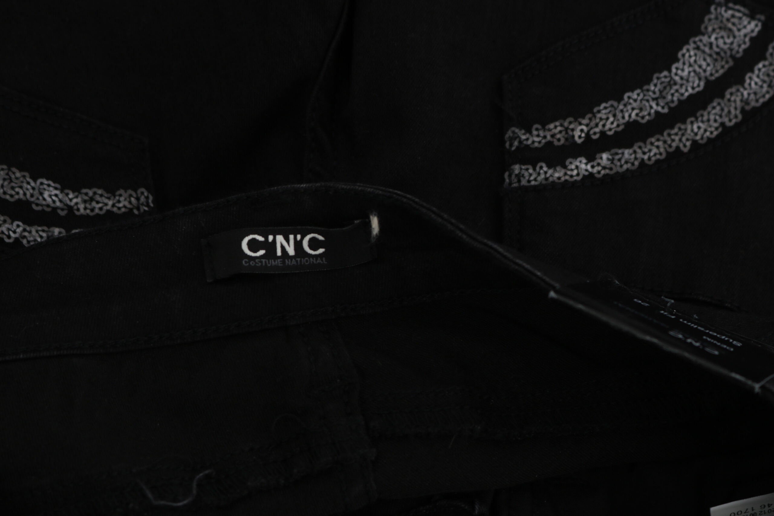 Black Sequined Mid Waist Slim Fit Denim Jeans