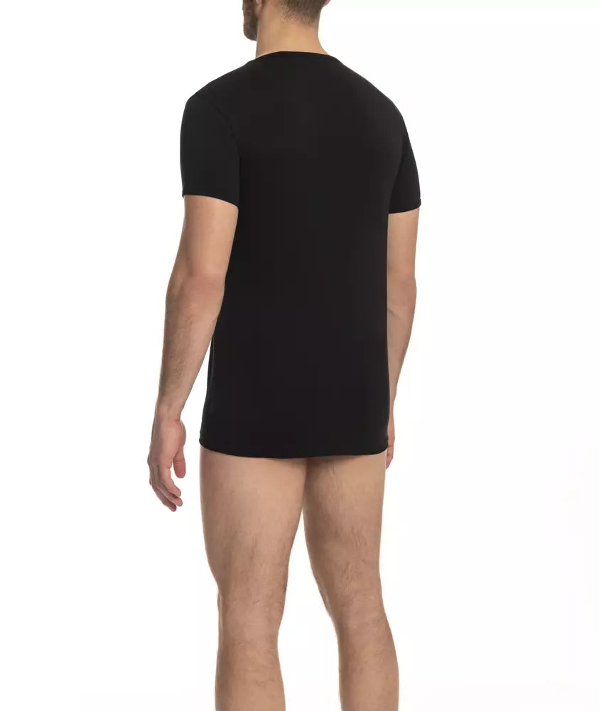 "Black Cotton Men's V-Neck T-Shirt"