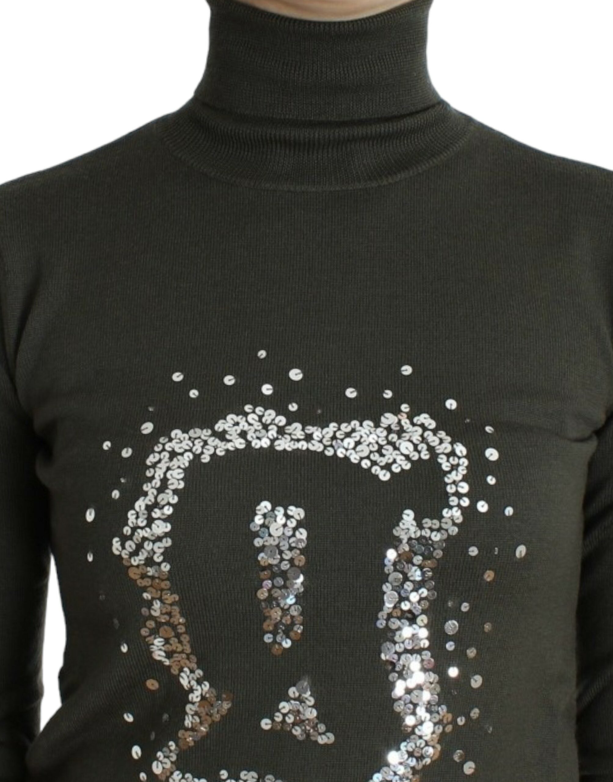 Green wool turtleneck sweater