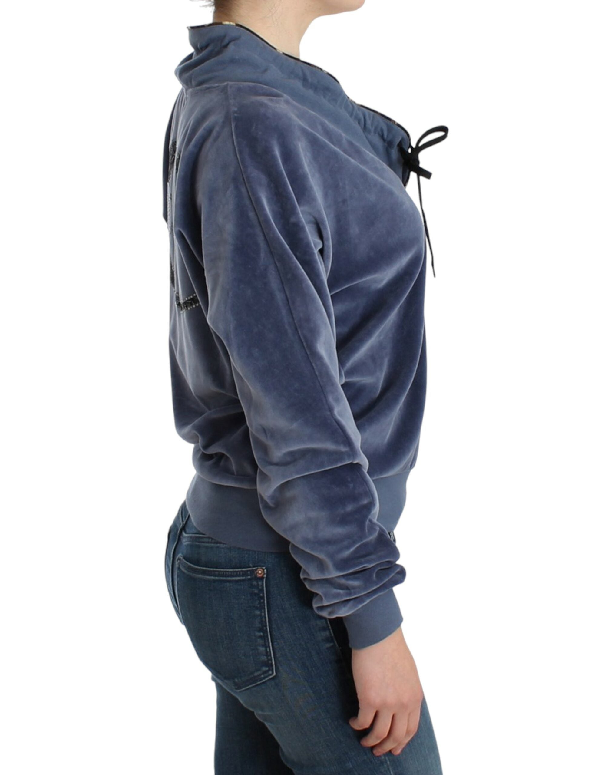 Blue velvet cotton sweater