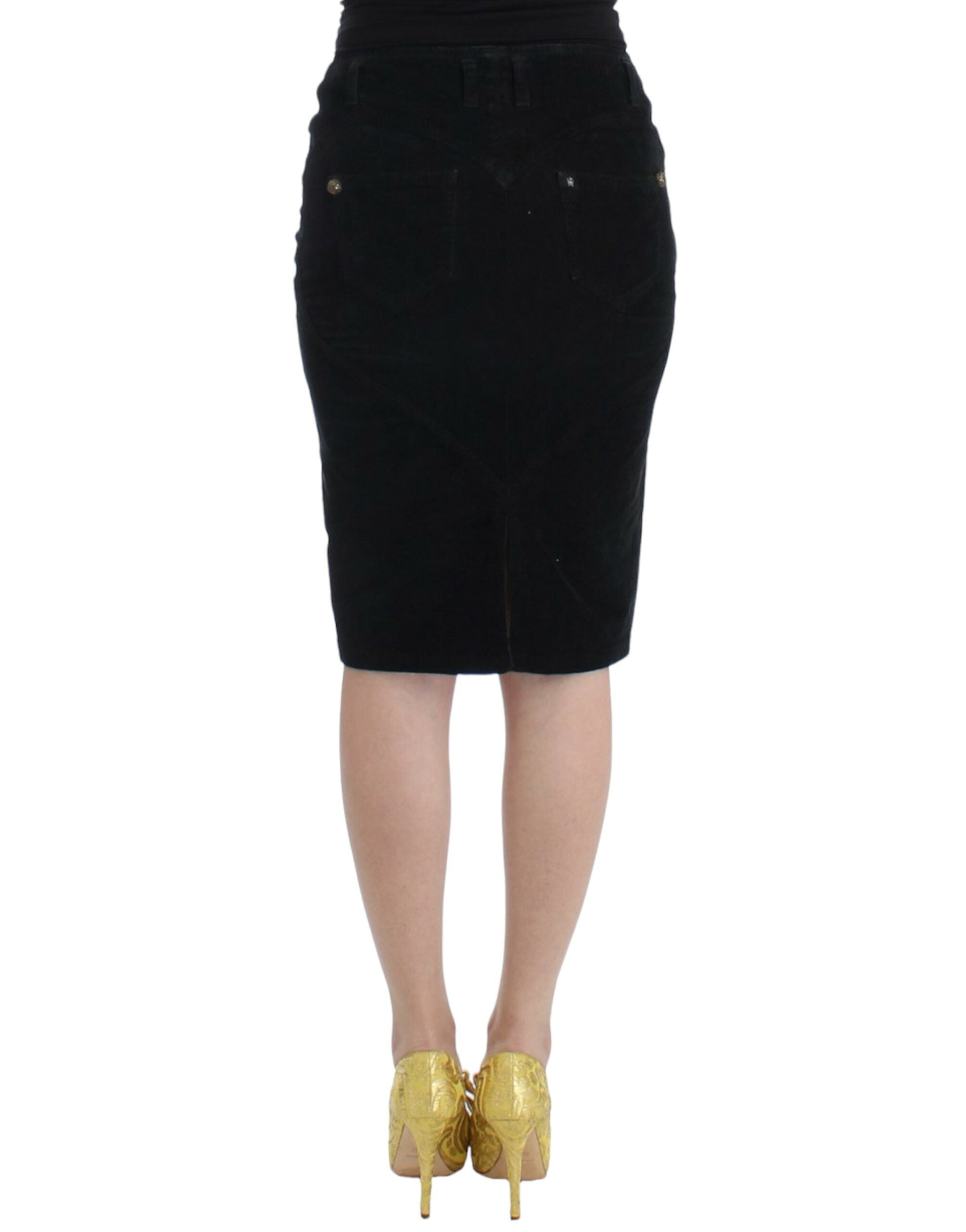 Black Corduroy Pencil Skirt