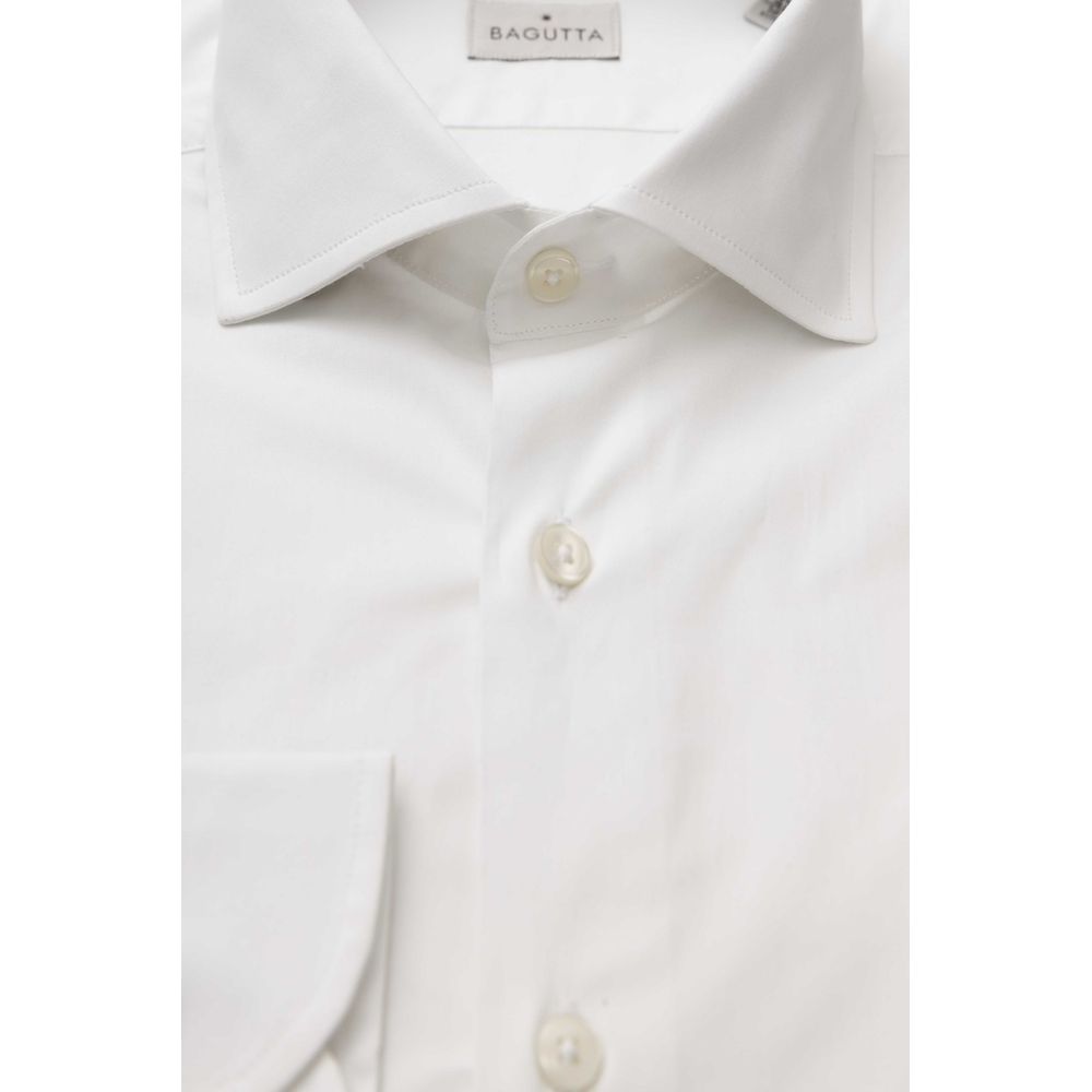 White Cotton Men's Shirt Slim Fit With French Collar