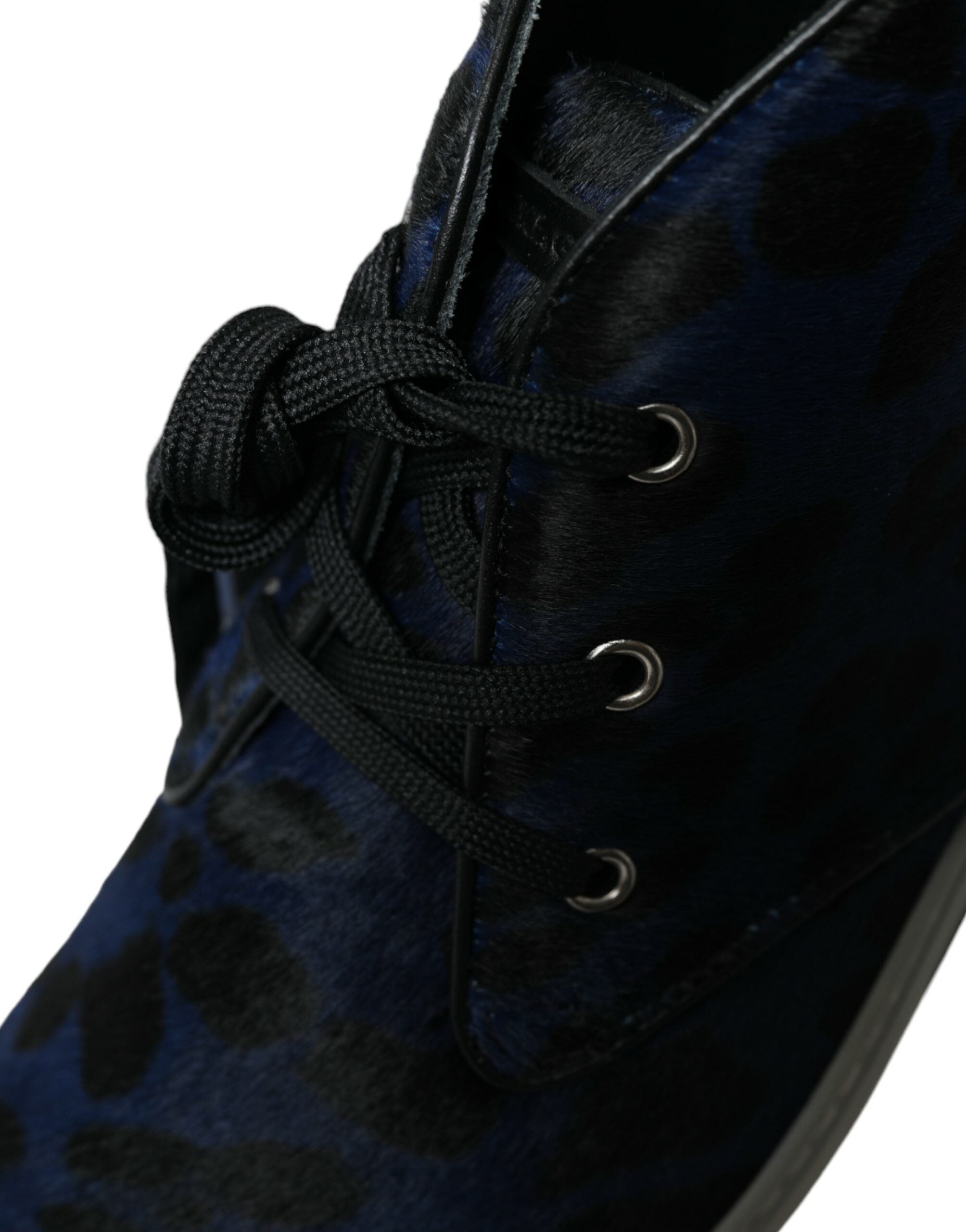 Blue Calfskin Leopard Mid Top Sneakers Shoes