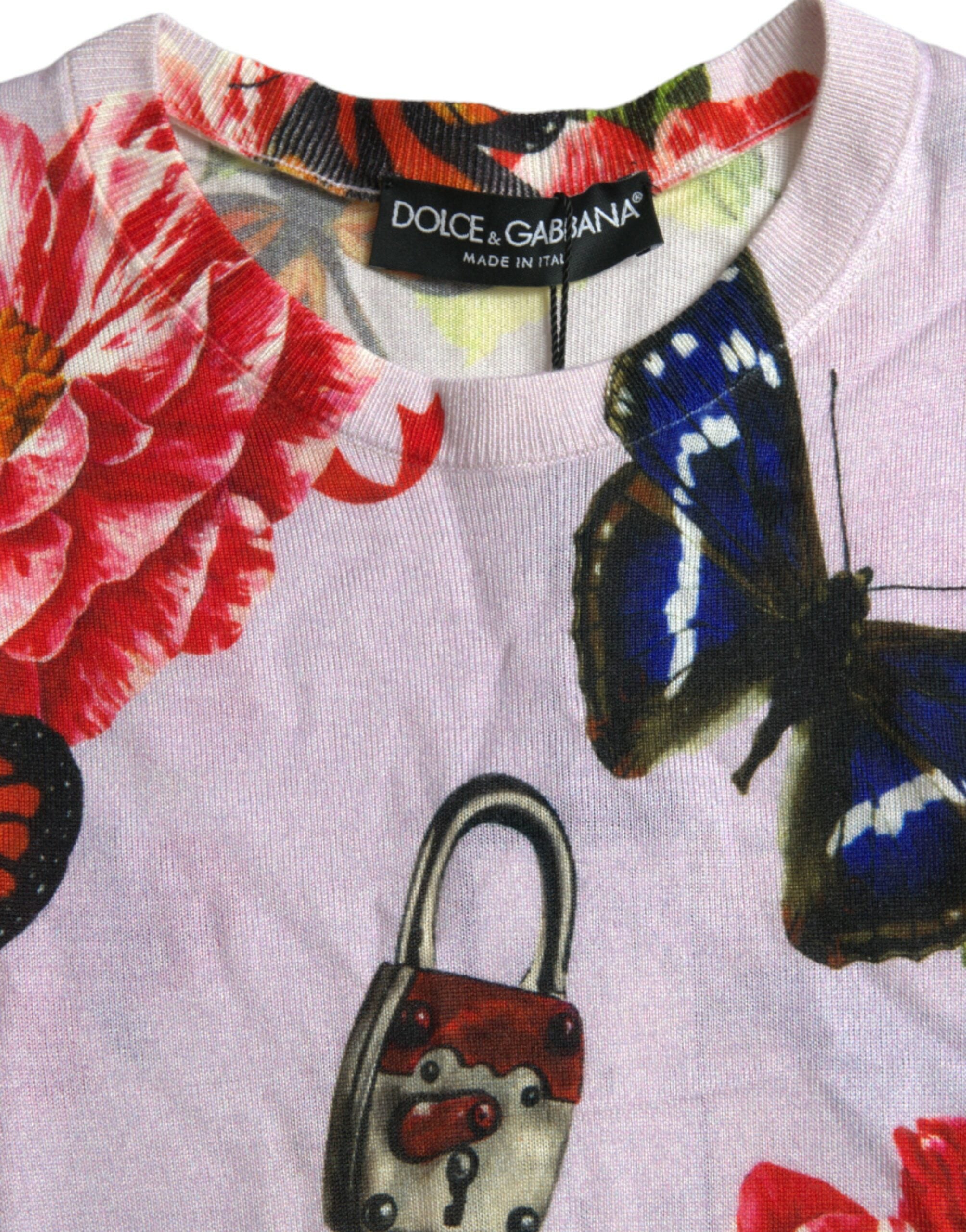 Multicolor Floral Padlock Butterfly Tank Top
