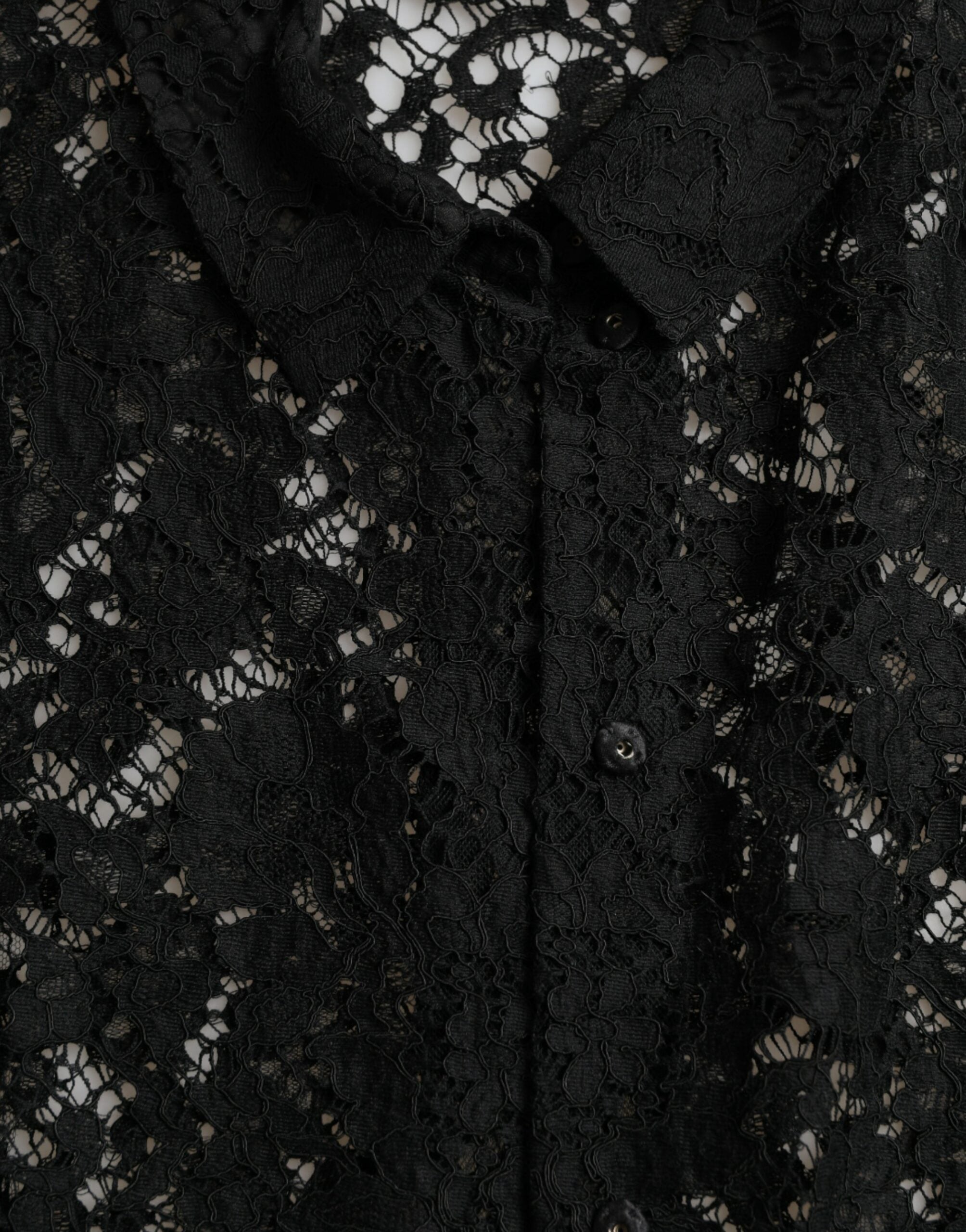 Black Floral Lace Long Sleeves Blouse Top