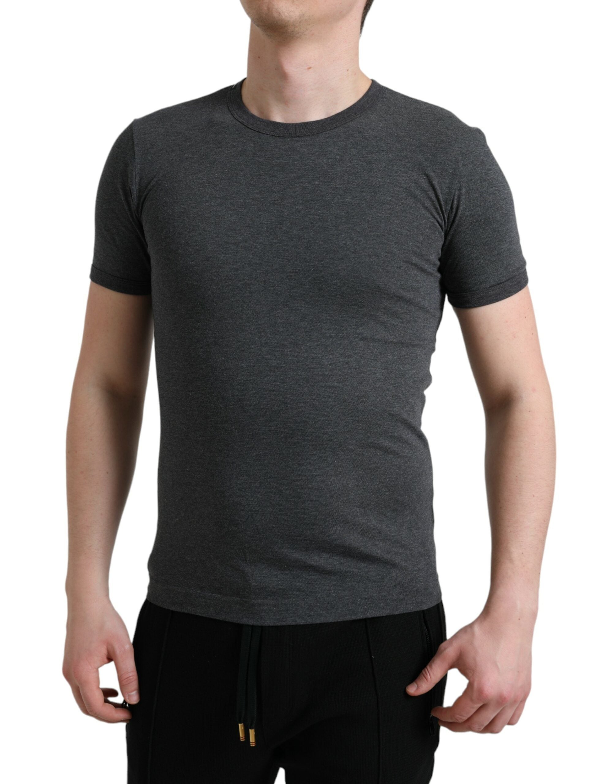 Dark Gray Cotton Crew Neck T-shirt