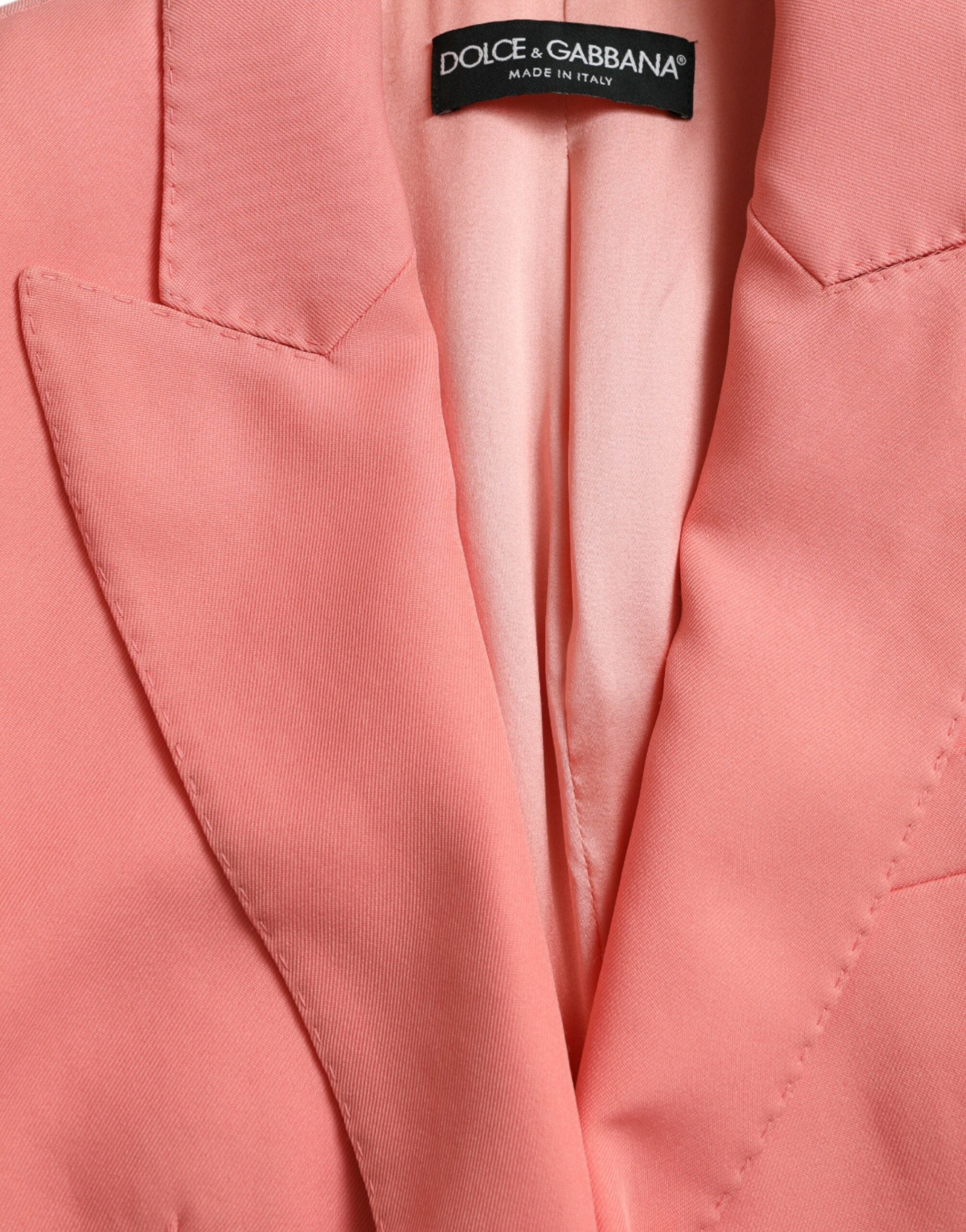 Pink Polyester Single Breasted Blazer Jacket