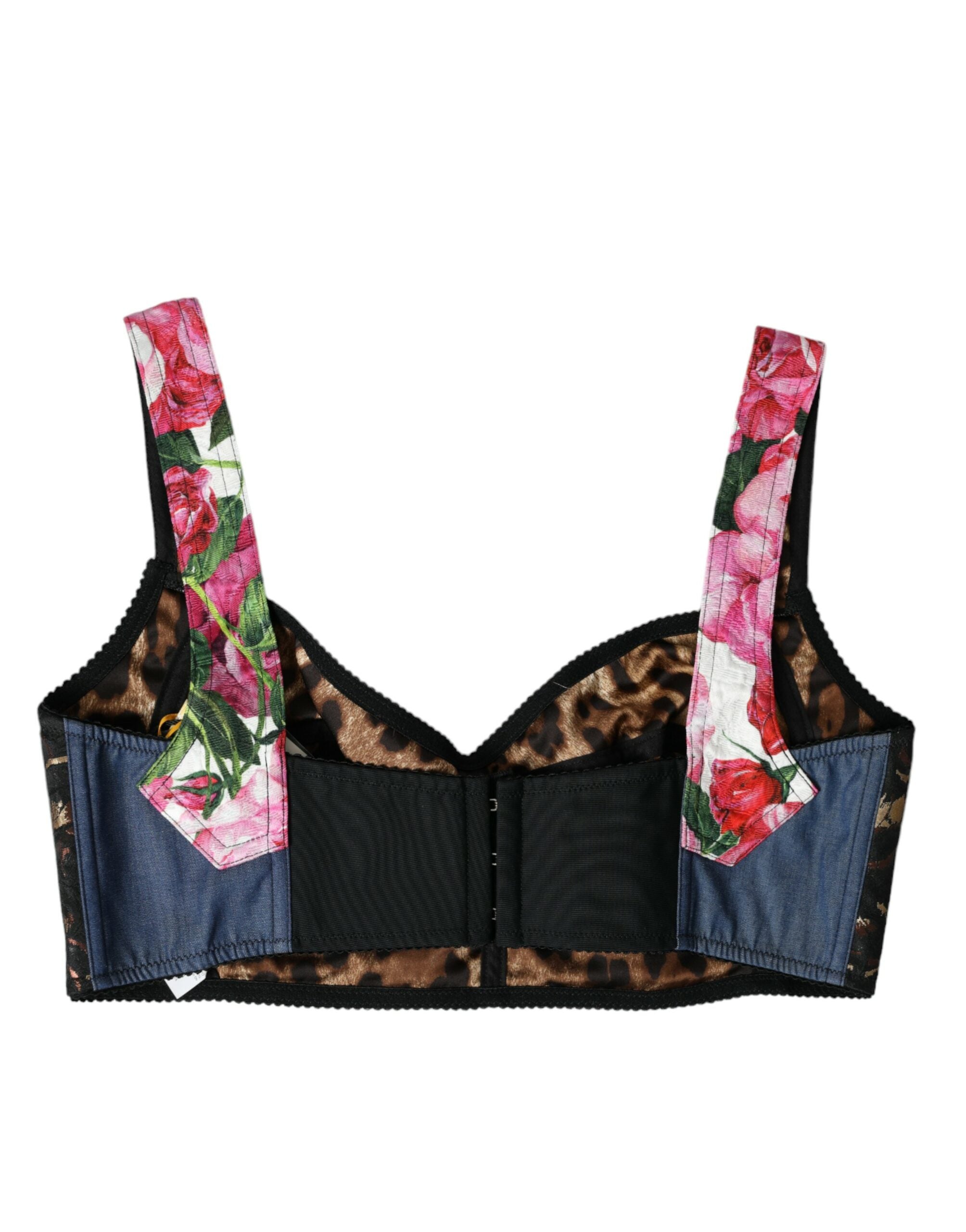 Multicolor Floral Patchwork Bustier Crop Top