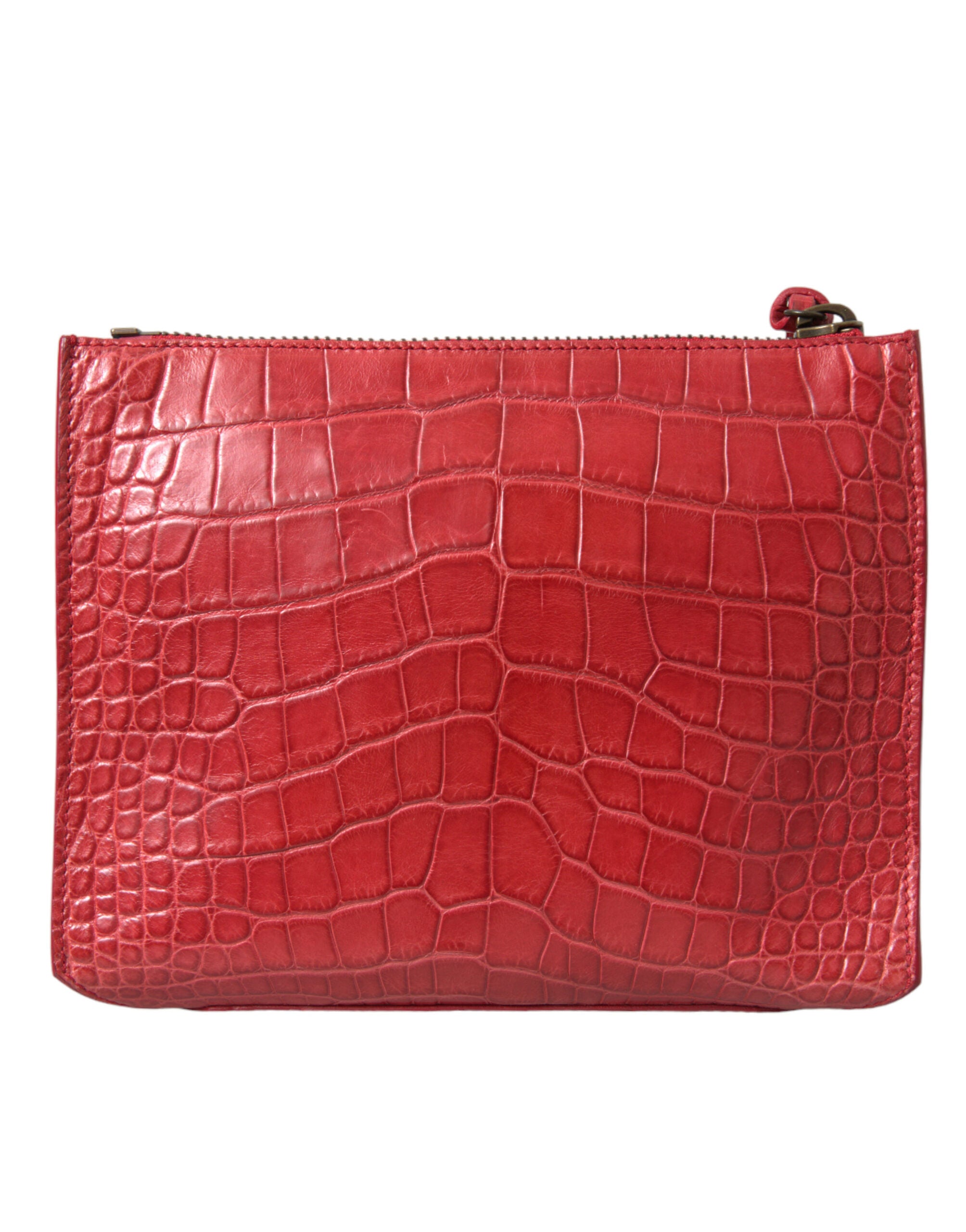 Red Exotic Skin Leather Classic Pouch Purse Wristlet Bag