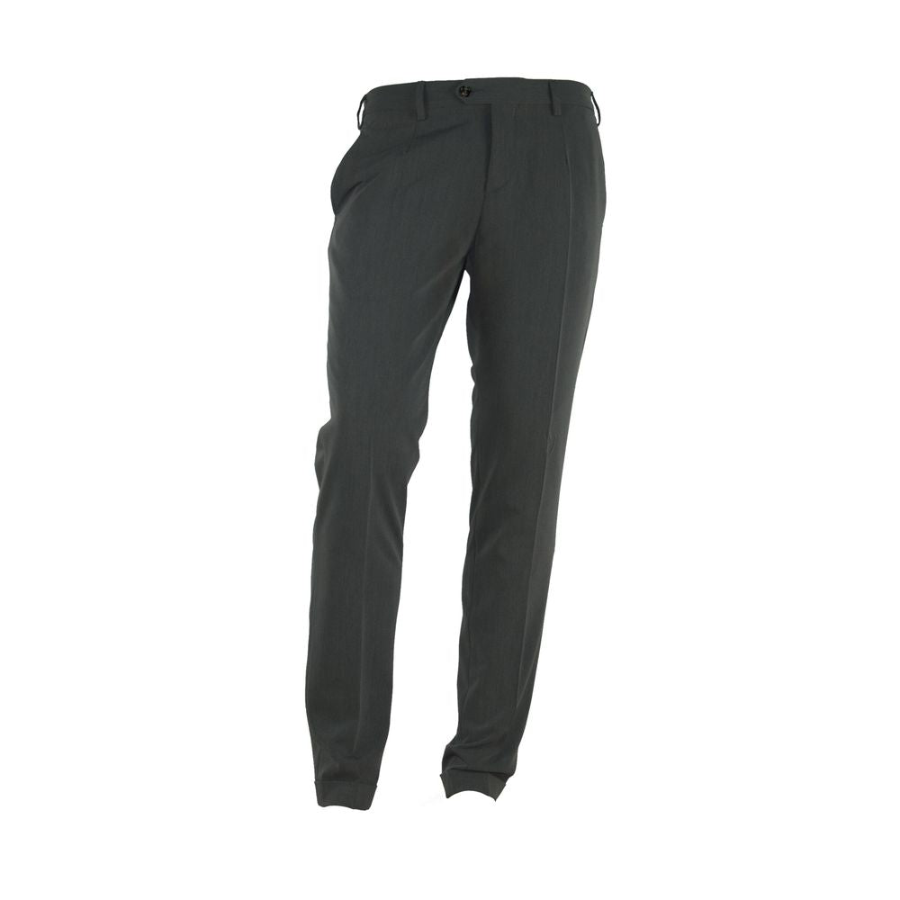 Gray Polyester Men Trousers