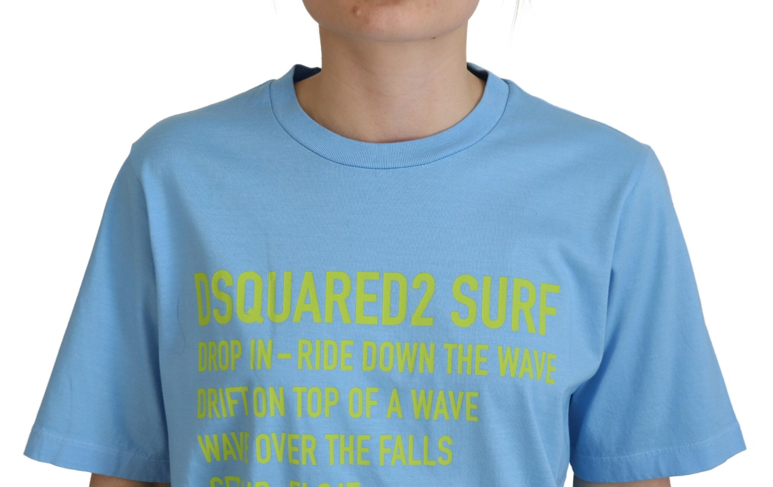 Blue Logo Print Cotton Crewneck Short Sleeve T-shirt