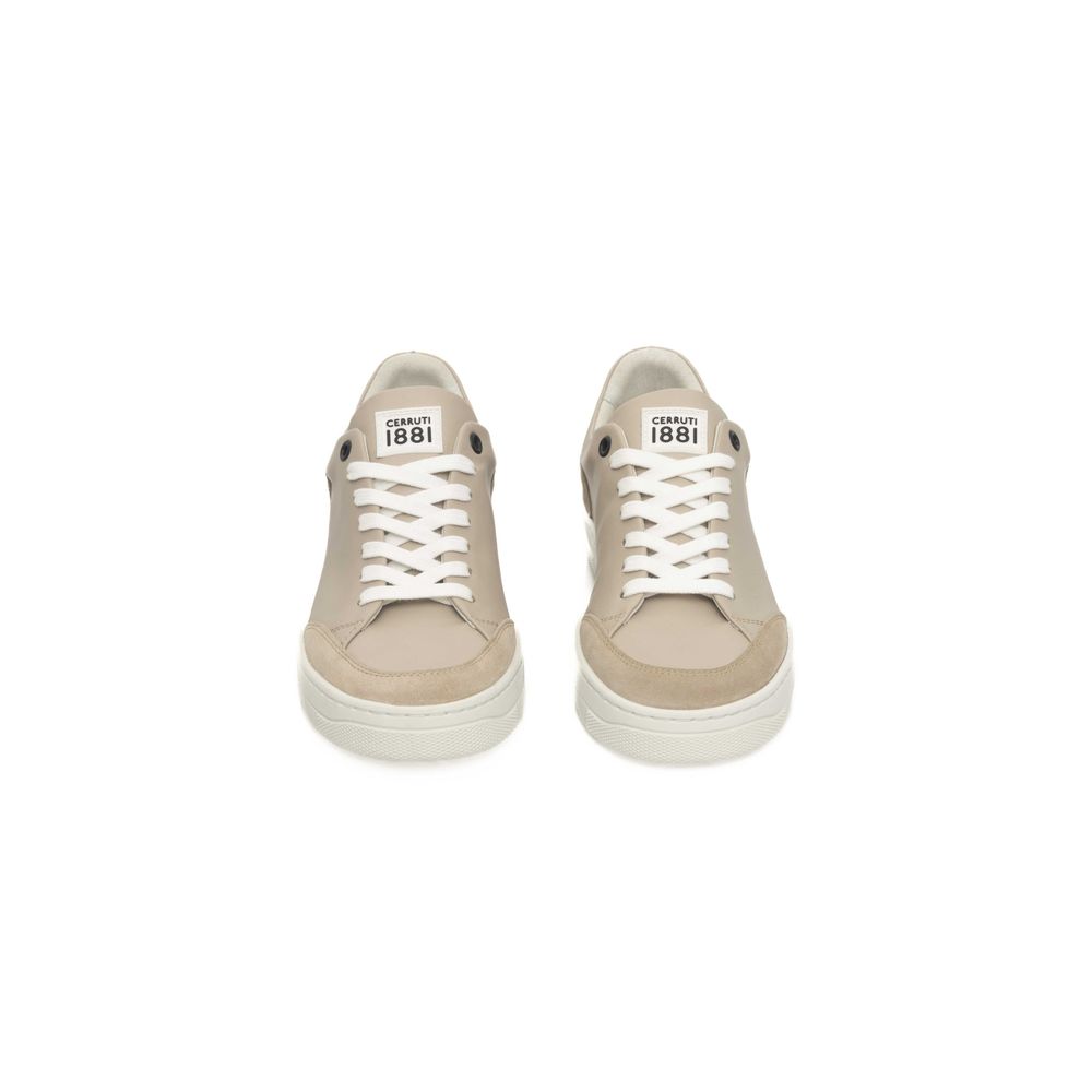 Beige Cowhide Women Sneaker