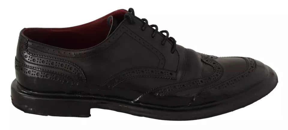 Black Leather Brogue Oxford Dress Shoes