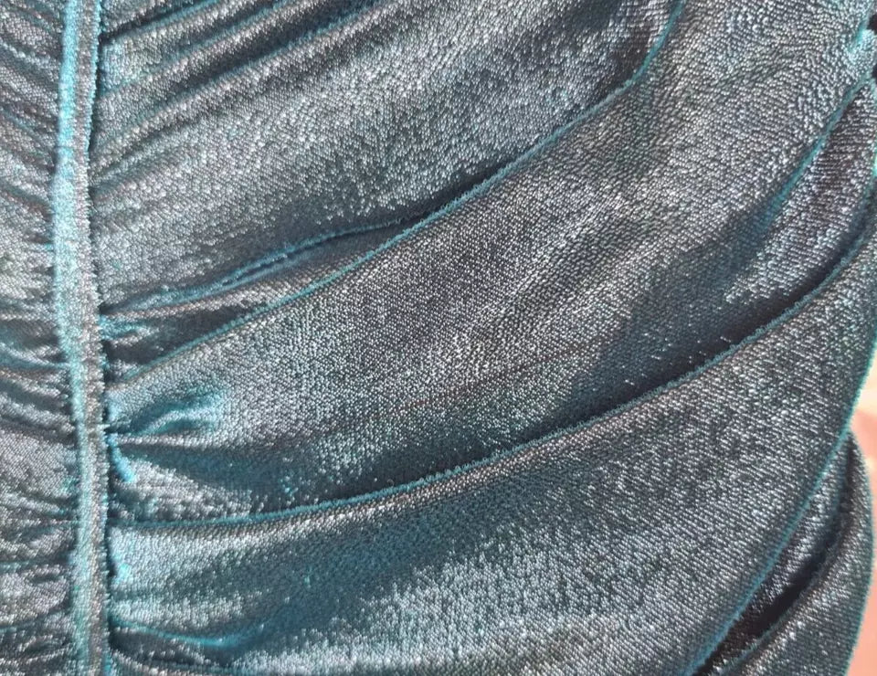 Turquoise Bustier Bodice Draped Midi Dress.