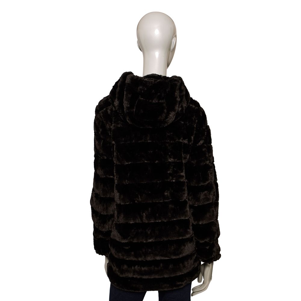 Black Polyester Women's Coat
