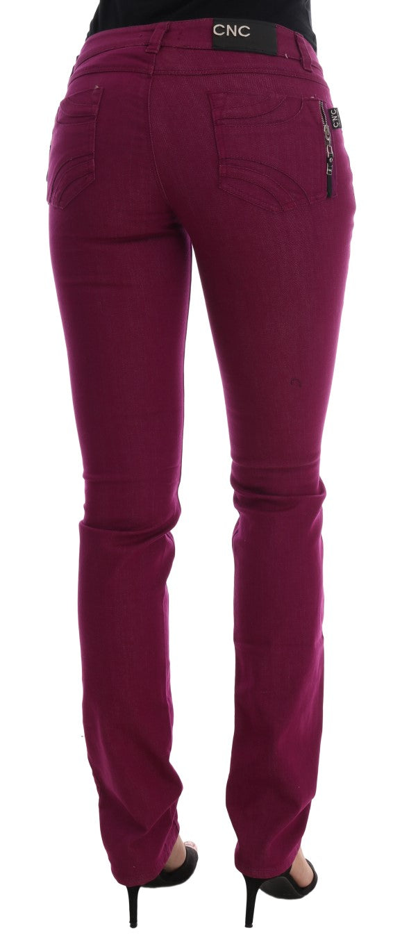 Purple Cotton Stretch Slim Denim Jeans