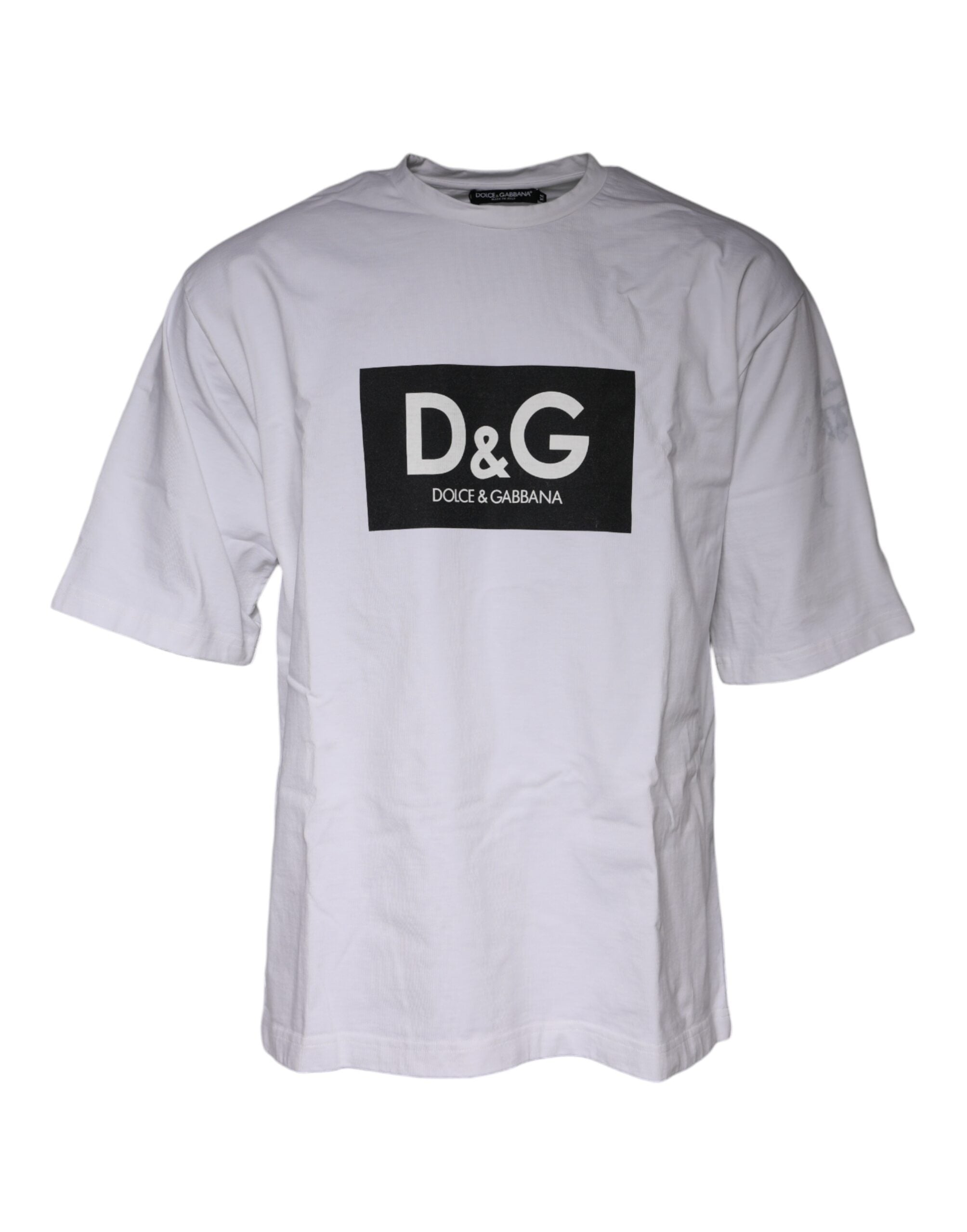 White Logo Print Cotton Crew Neck T-shirt