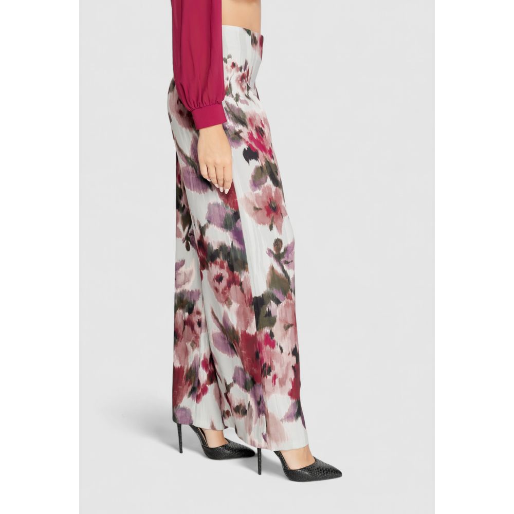 Bordeaux Polyester Casual Pants