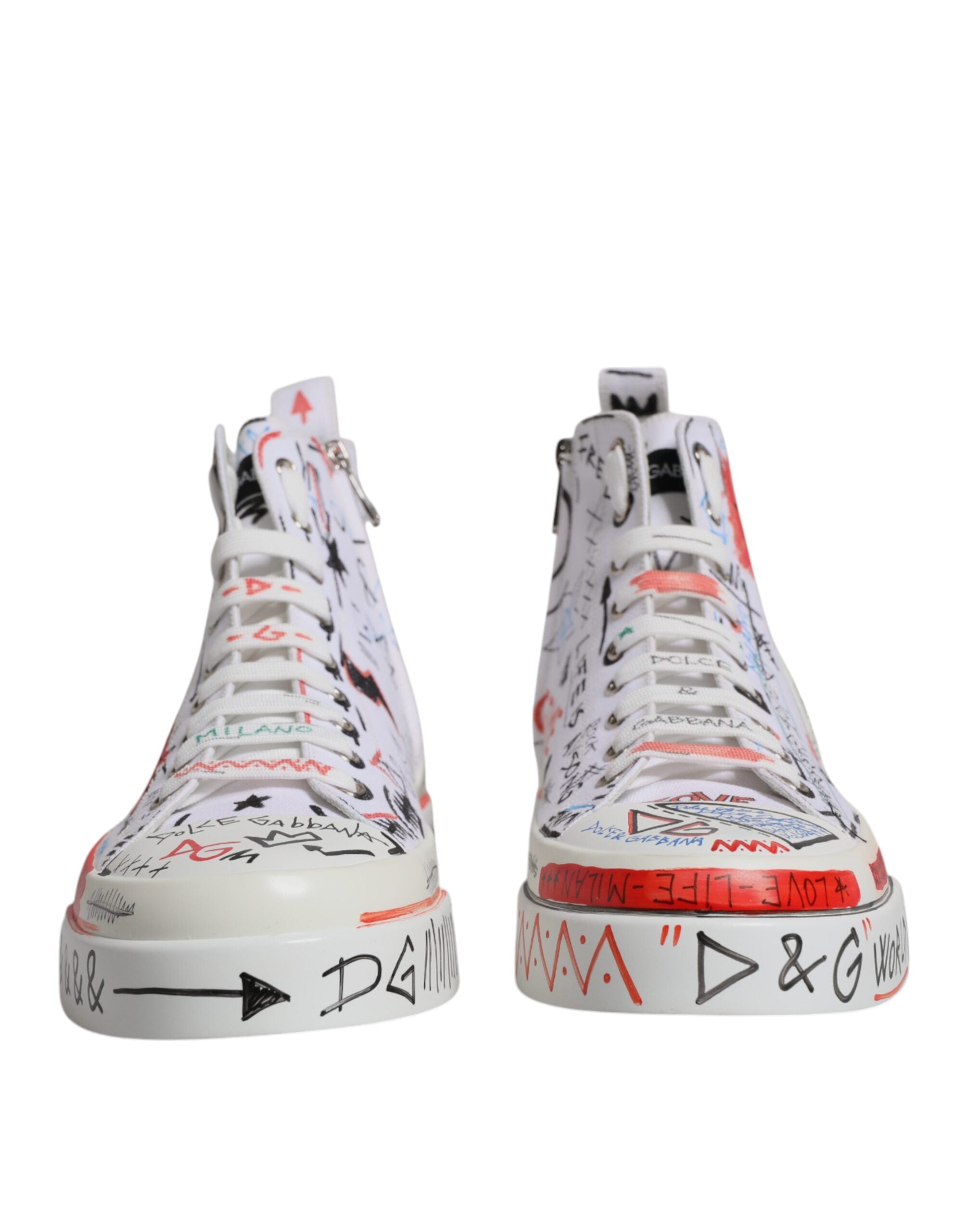 White Portofino Graffiti High Top Men Sneakers Shoes