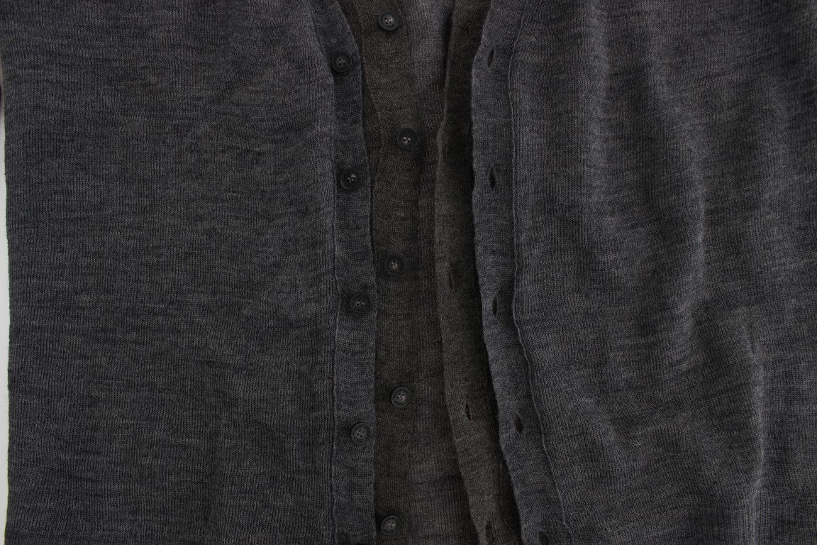 Gray Wool Button Cardigan Sweater