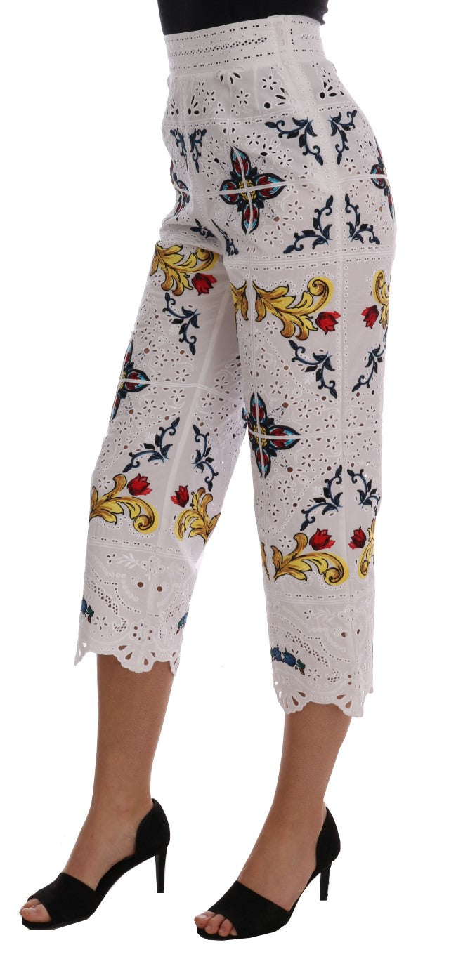 Mulicolor Majolica Cutout Capri Pants