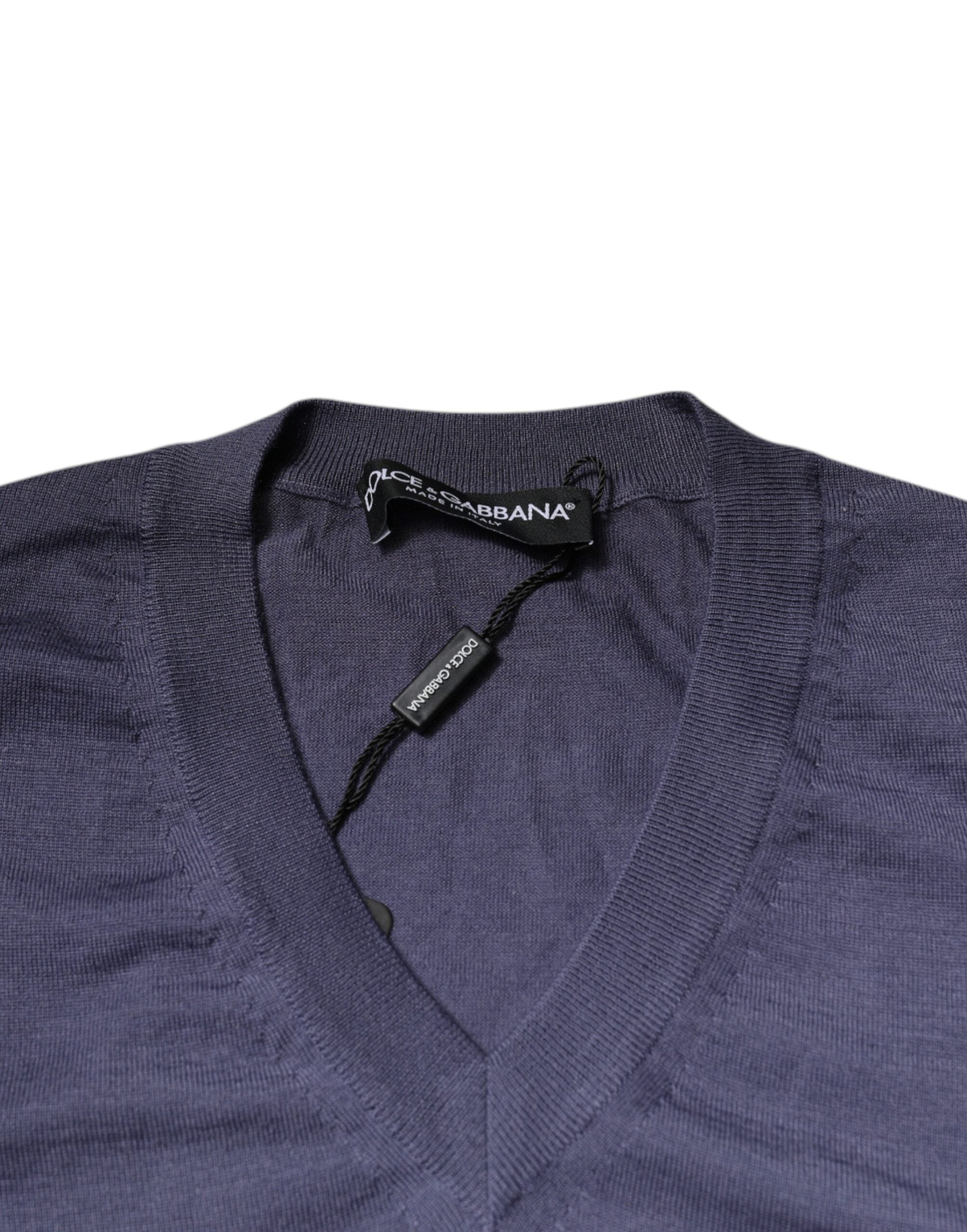 Gray Cashmere V-neck Men Pullover Sweater