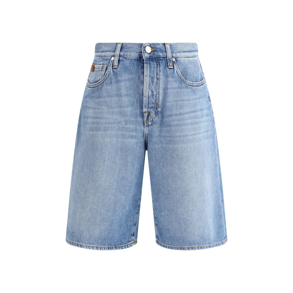 Blue Cotton Bermuda Shorts