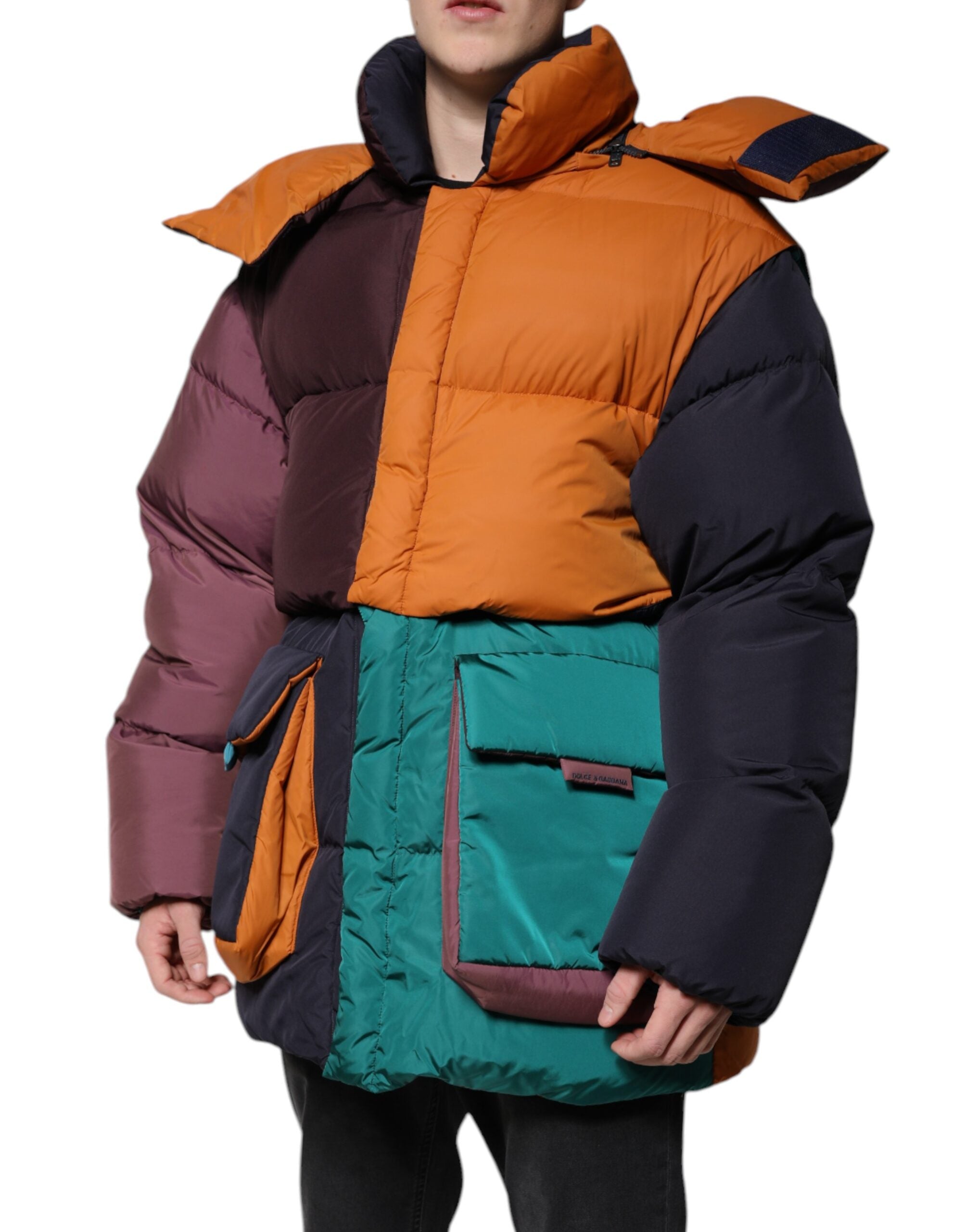 Multicolor Quilted Hooded Puffer Jacket