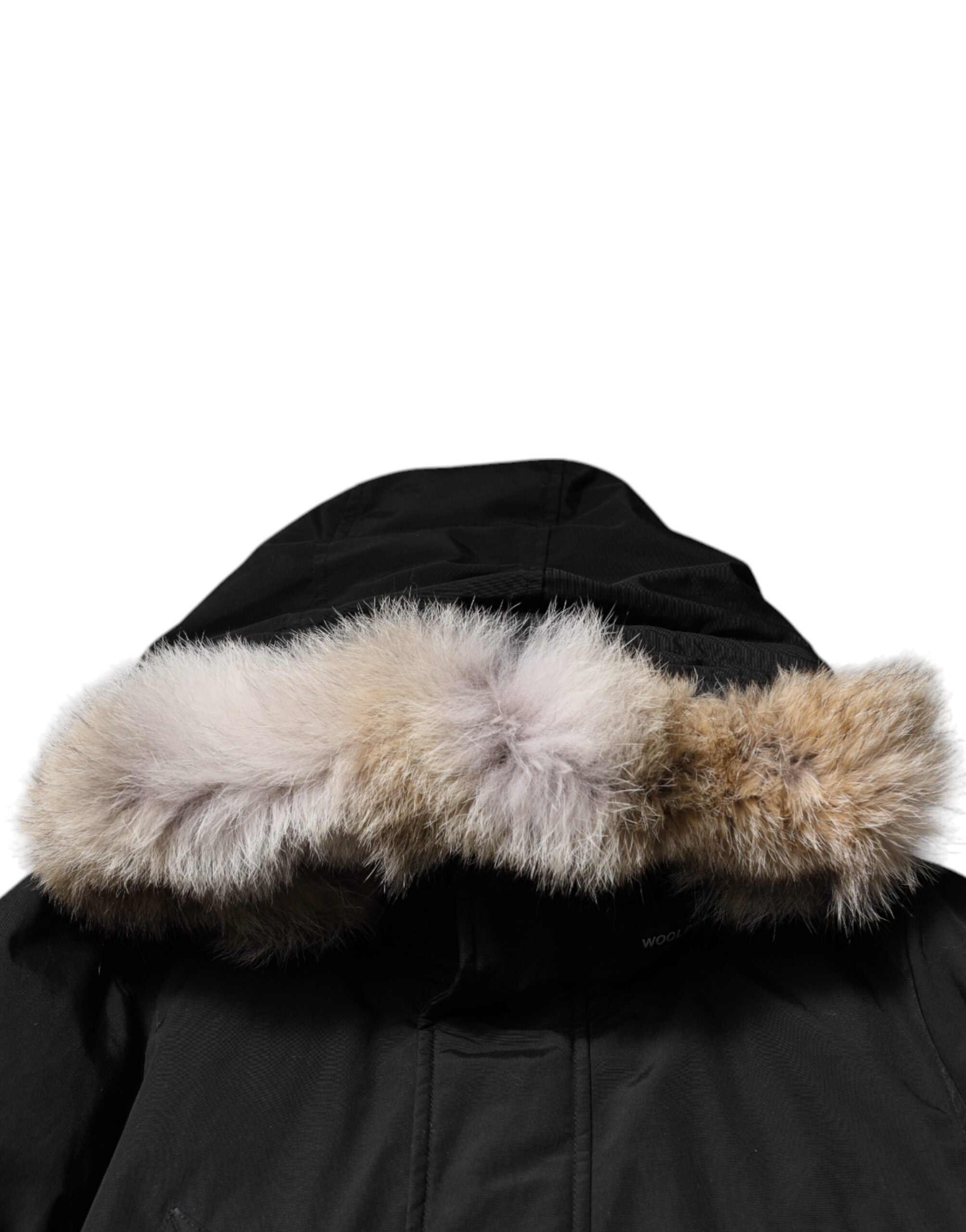 Black Hooded Long Sleeves Fur Shearling Coat Jacket