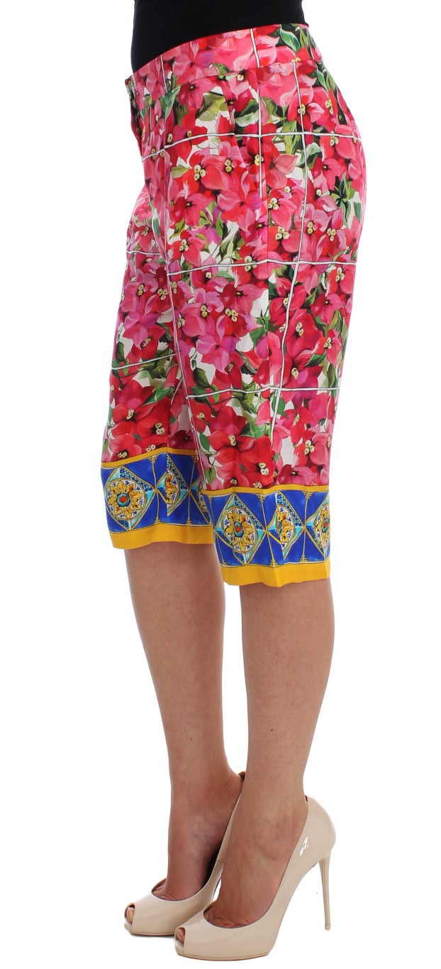 Multicolor Floral Knee Capris Shorts Pants