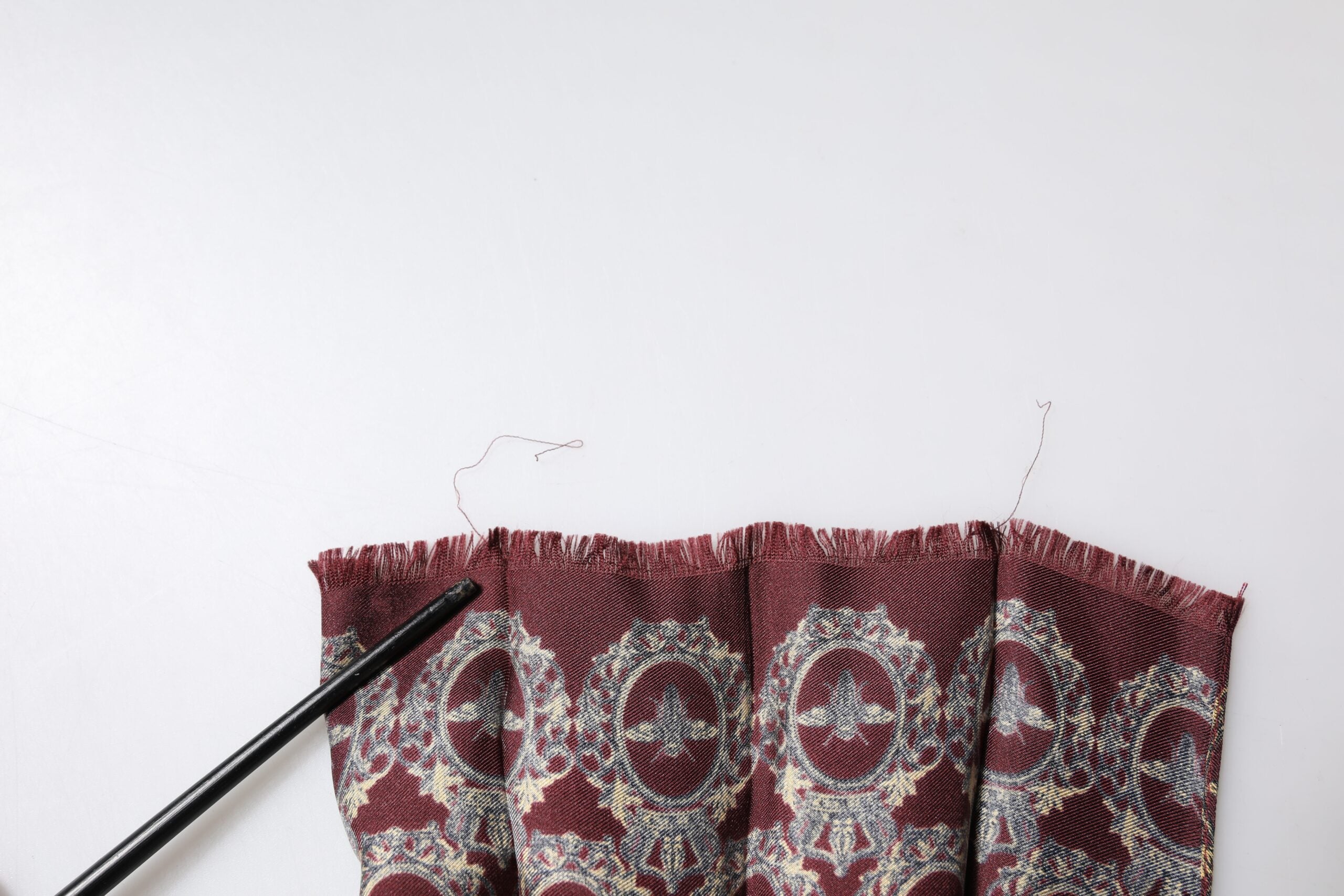 Bordeaux Printed Silk Neck Wrap Shawl Scarf