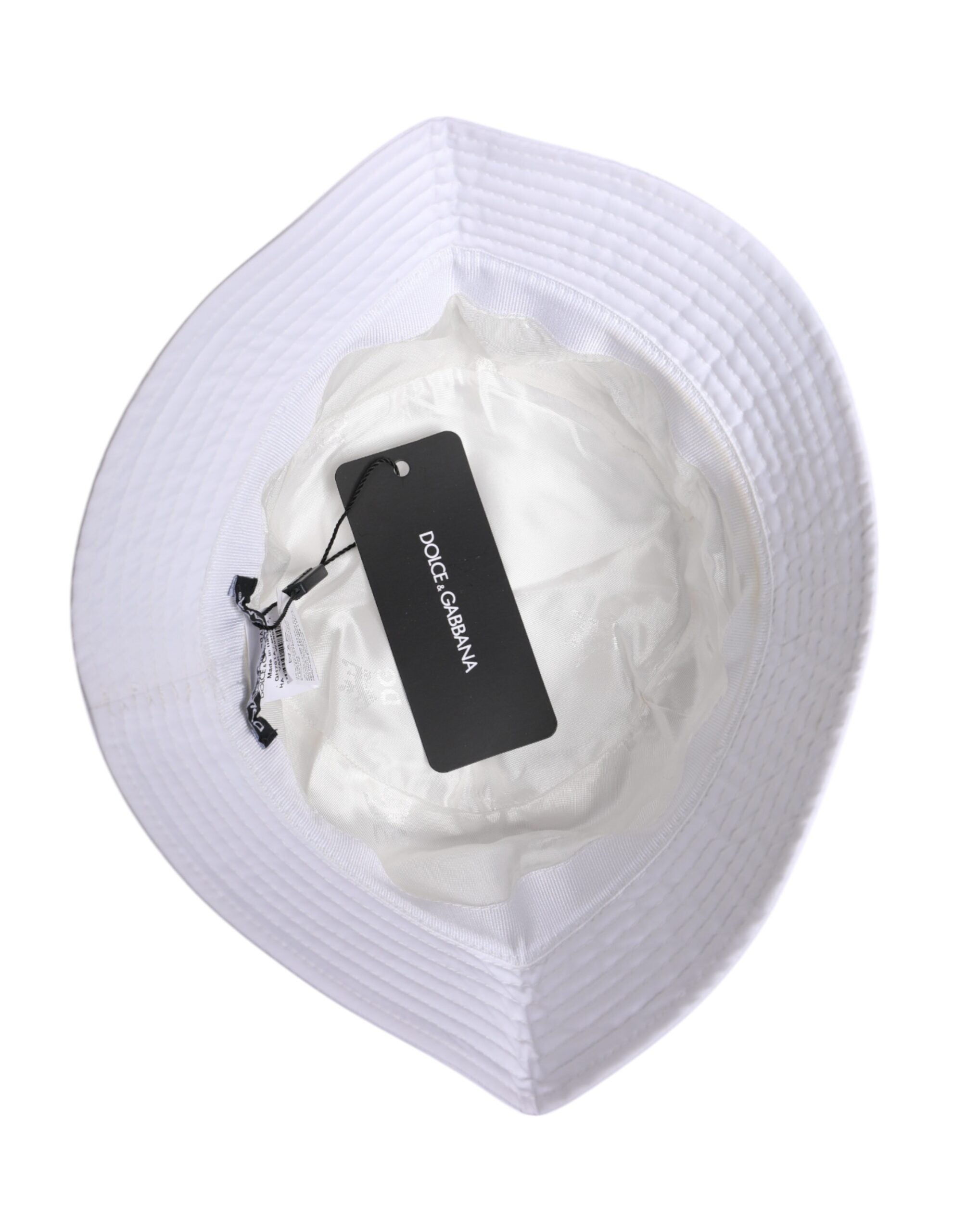 White Cotton Wide Brim Bucket Hat