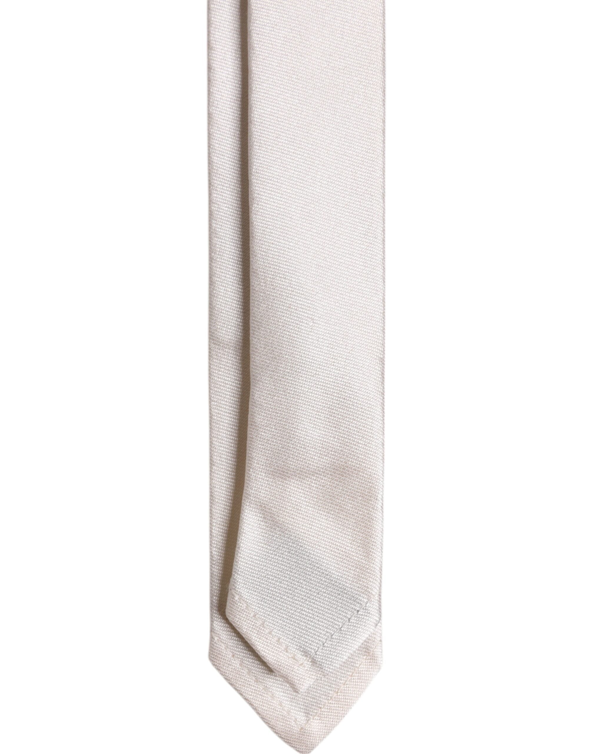 White Solid Silk Adjustable Necktie Tie