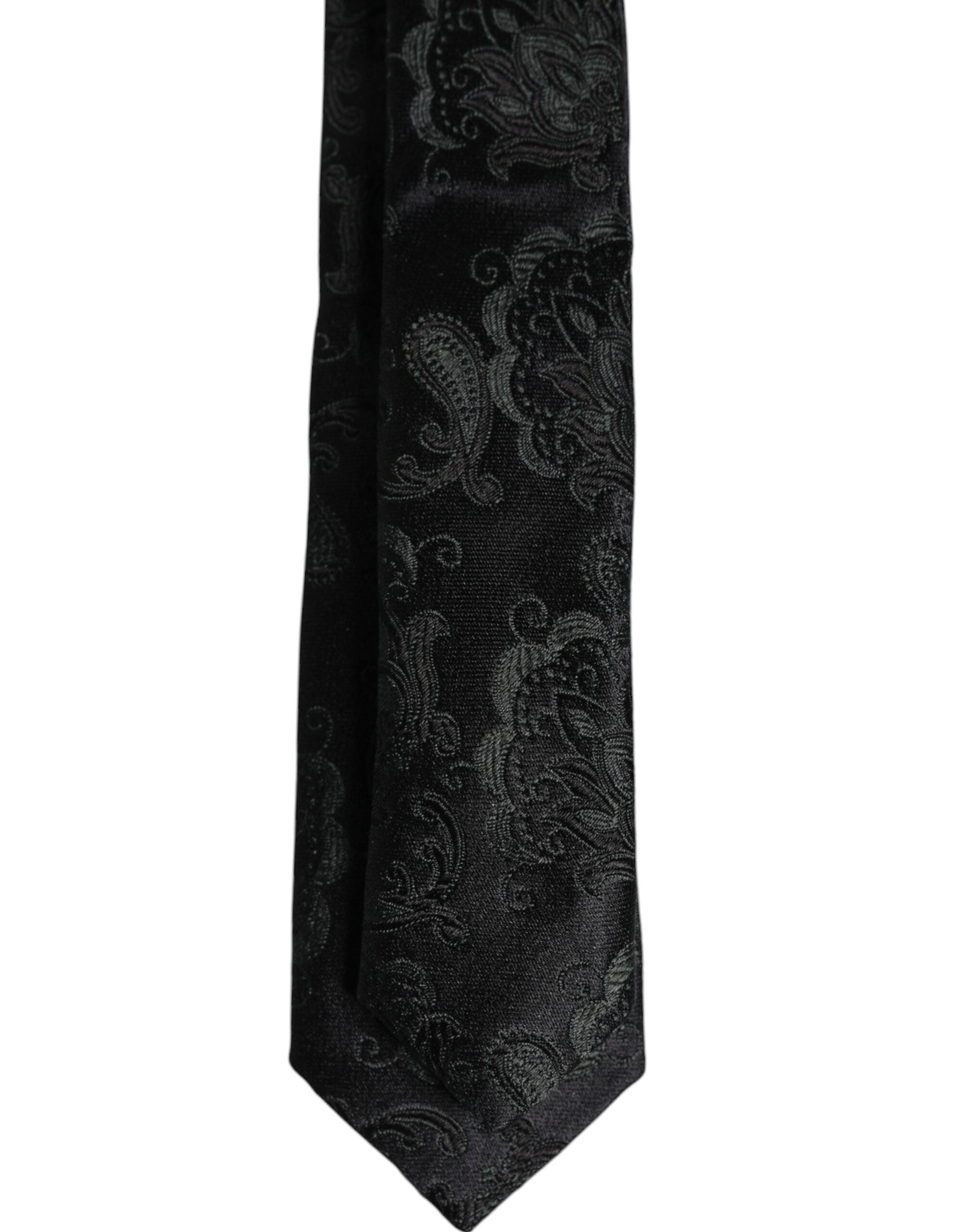 Dark Green Floral Silk Adjustable Necktie Tie