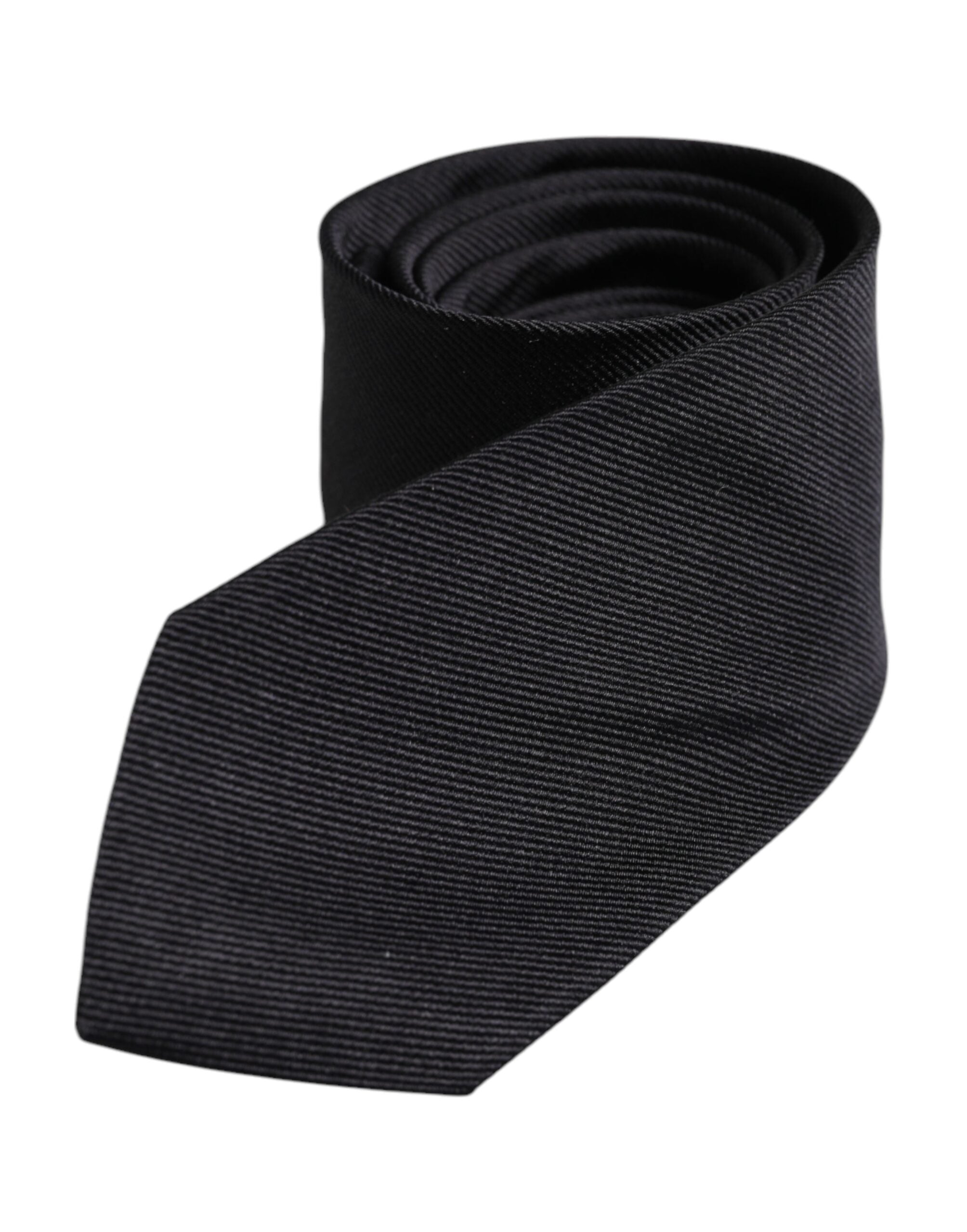 Black Solid Silk Adjustable Necktie Tie
