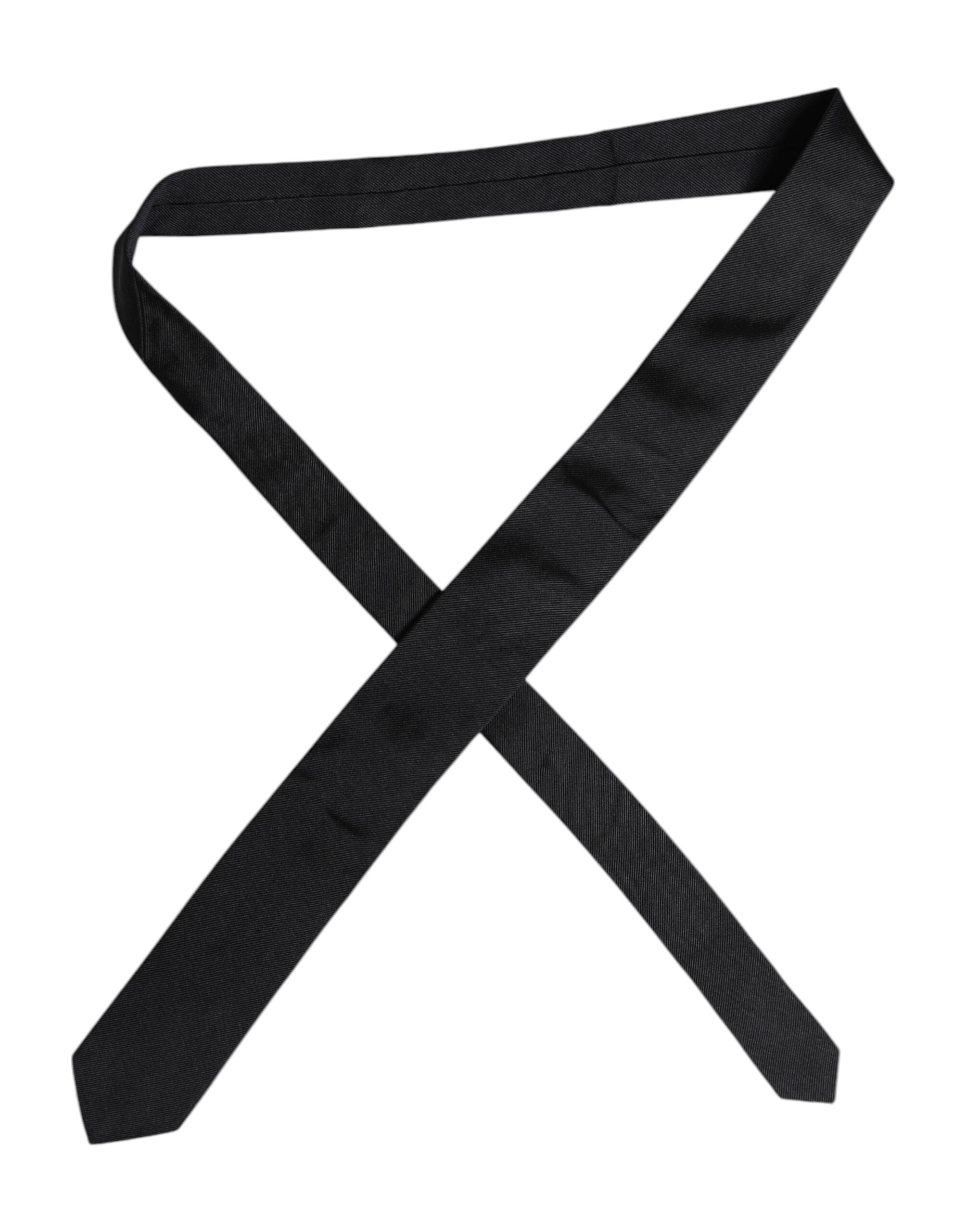 Black Solid Silk Adjustable Necktie Tie