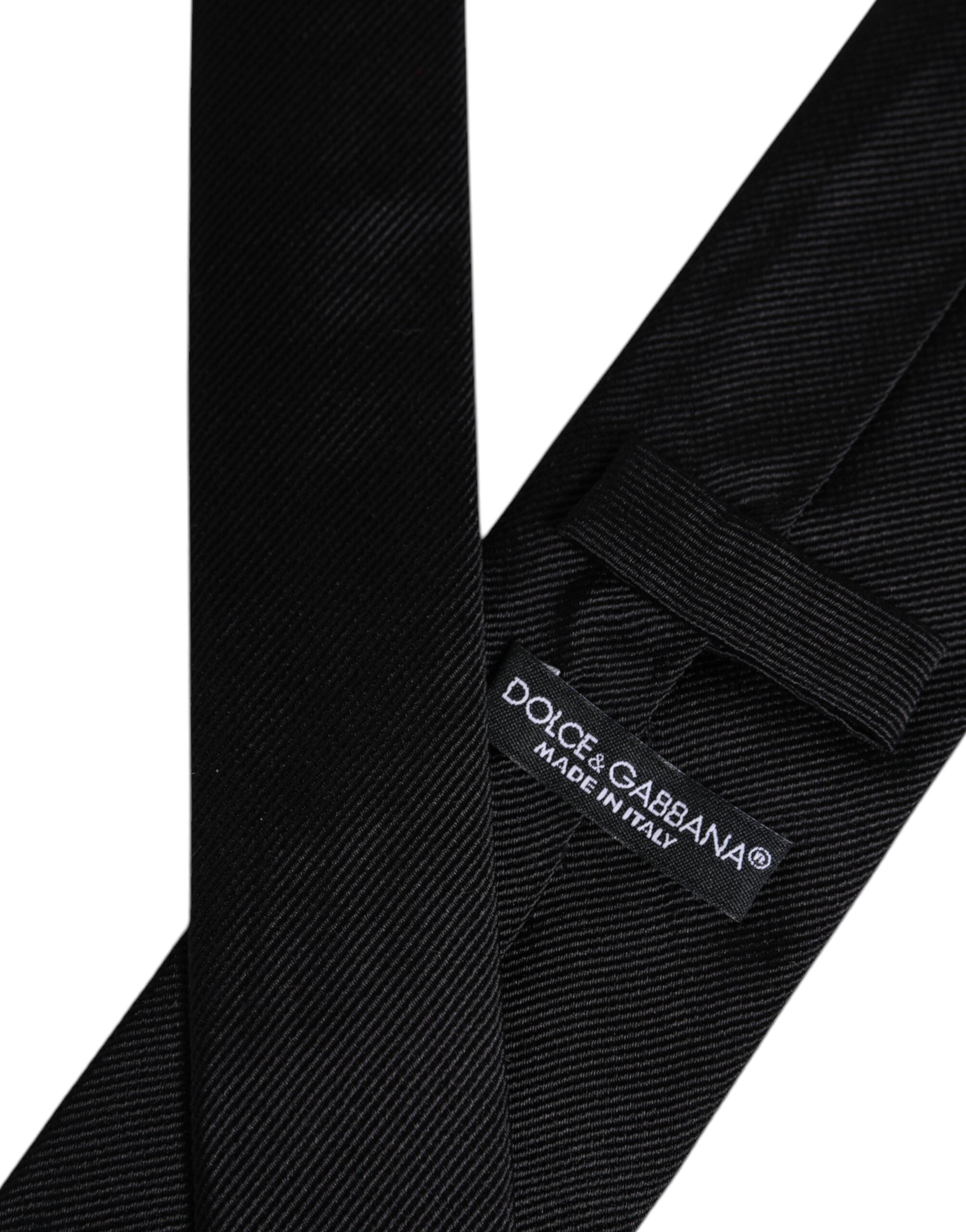 Black Solid Silk Adjustable Necktie Tie