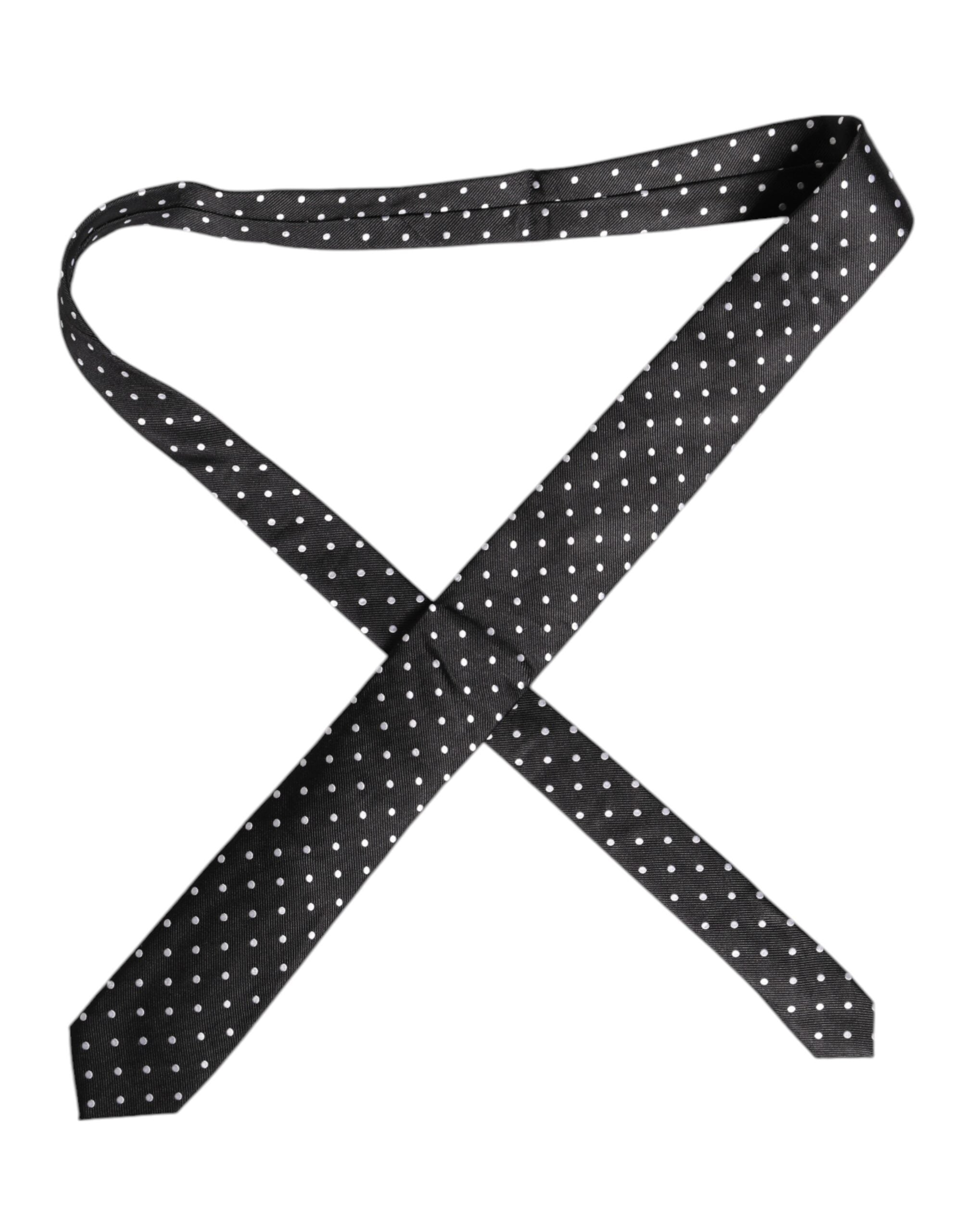 Black Polka Dots Silk Adjustable Necktie Tie