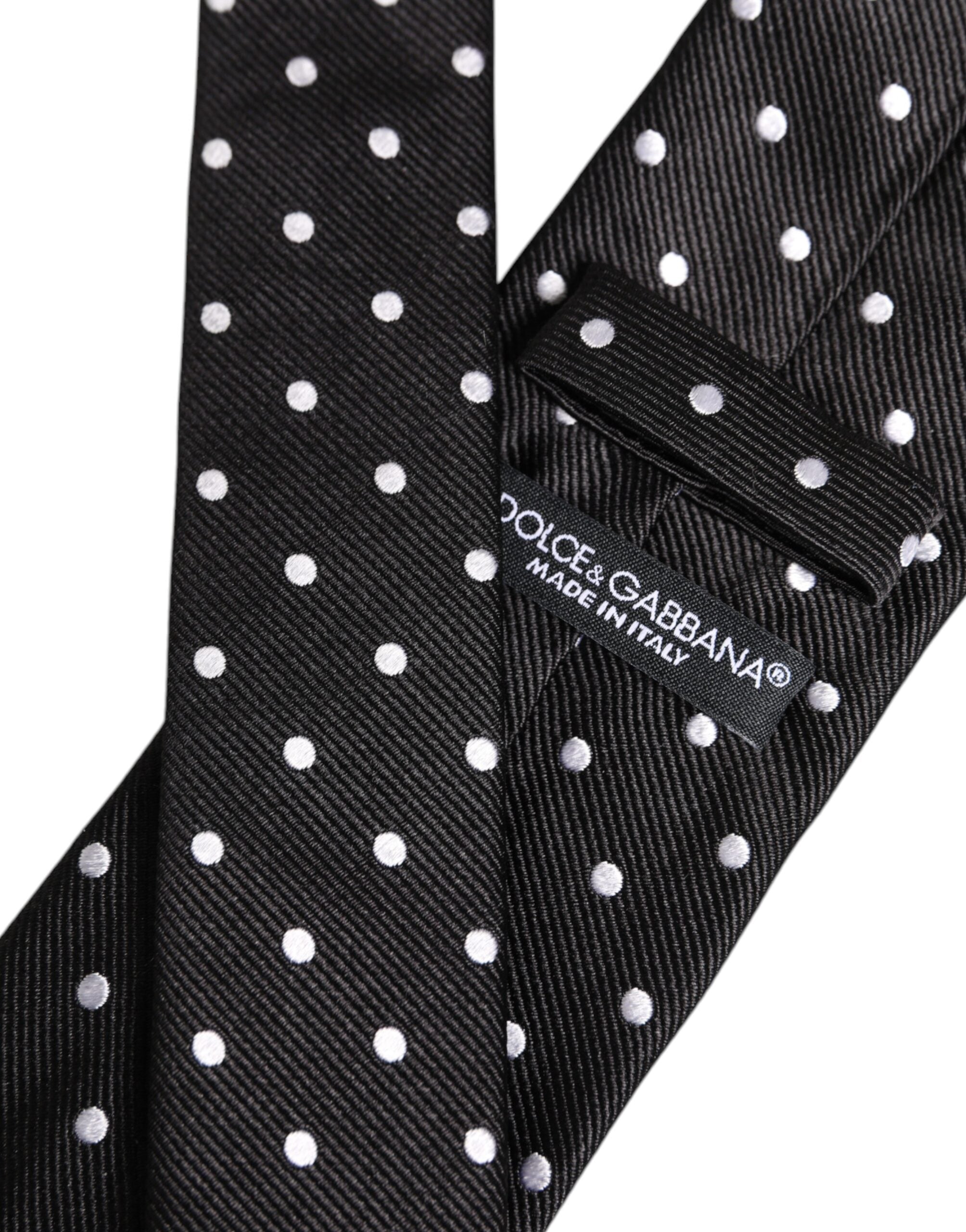 Black Polka Dots Silk Adjustable Necktie Tie