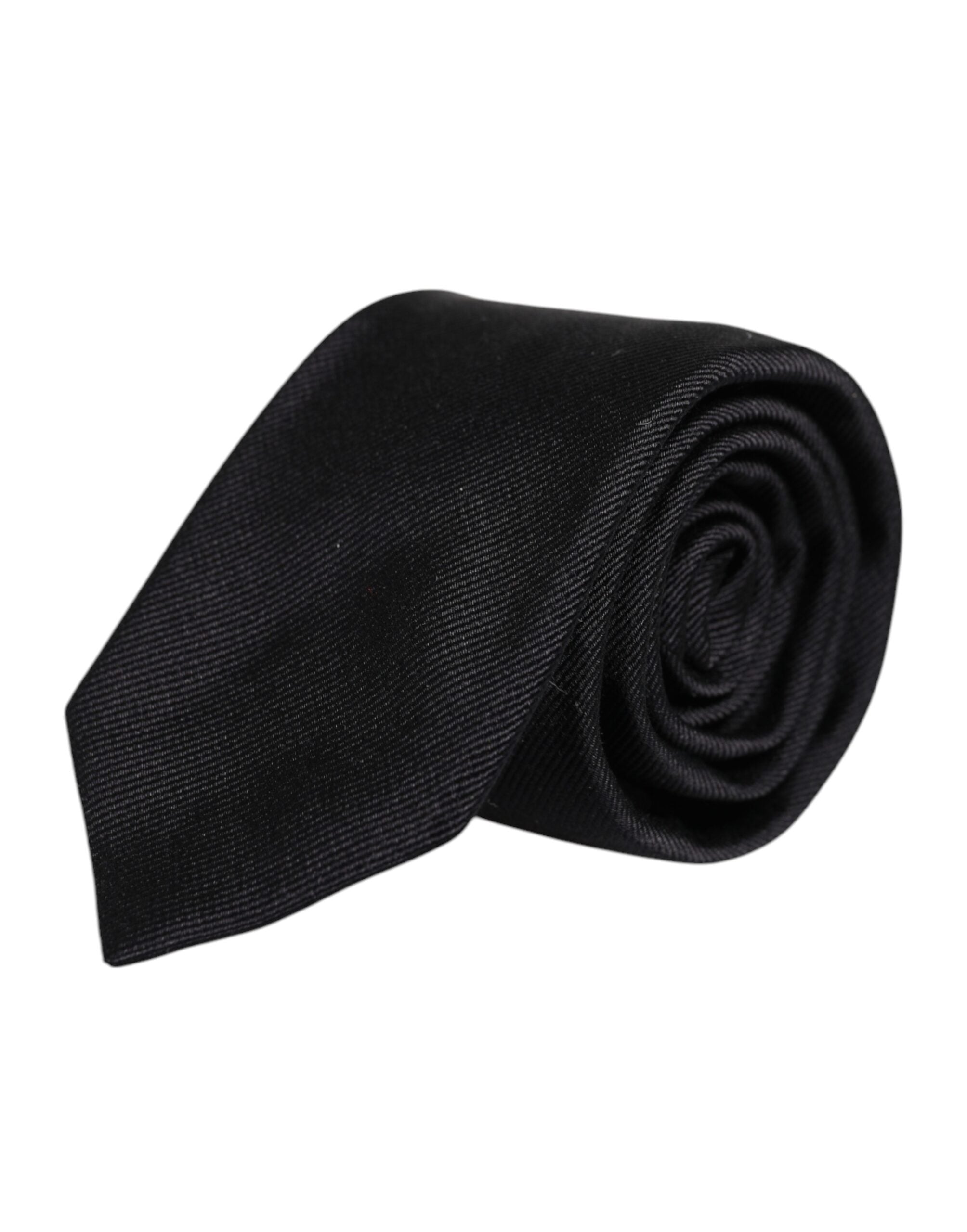 Black Solid Silk Adjustable Necktie Tie