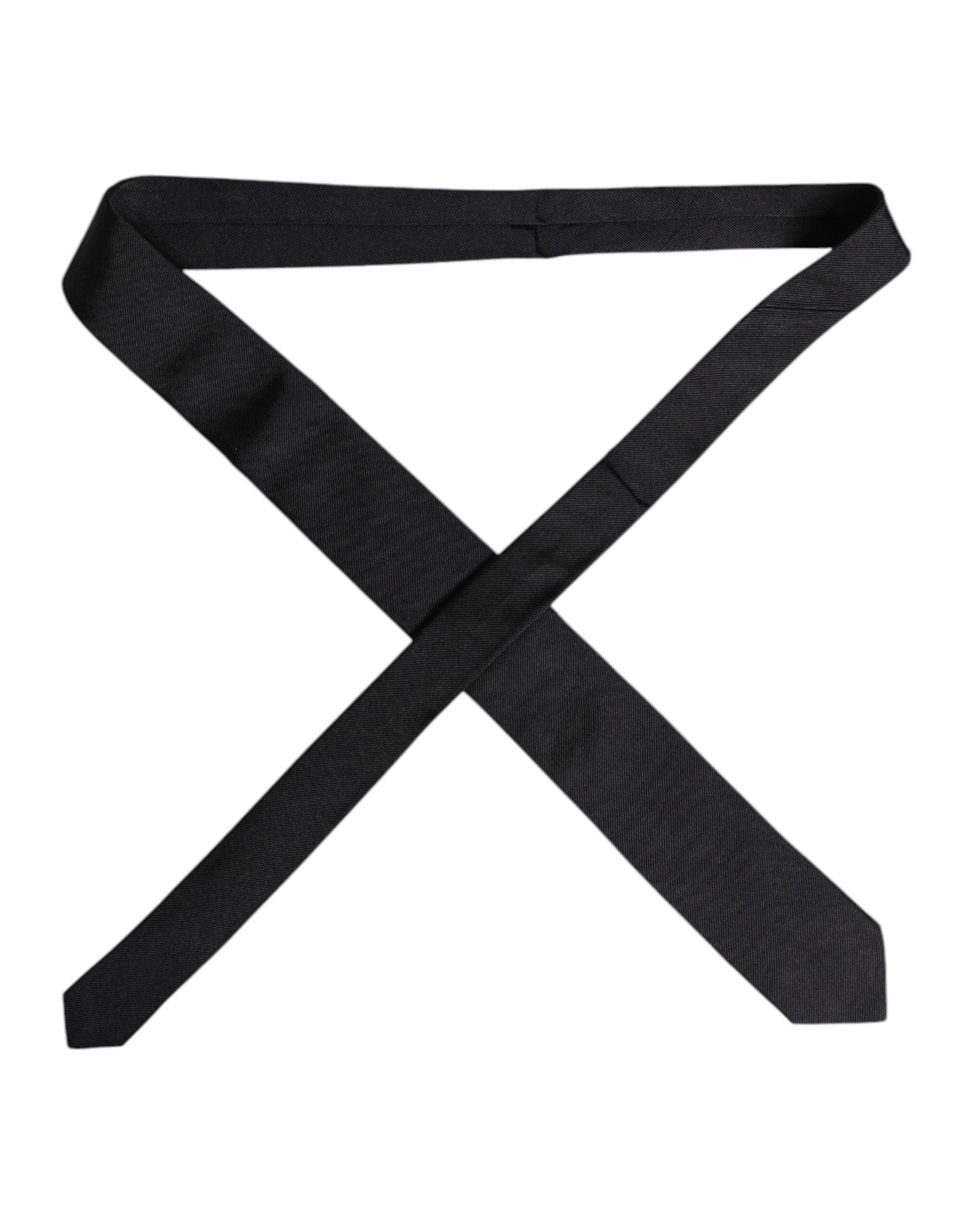 Black Solid Silk Adjustable Necktie Tie