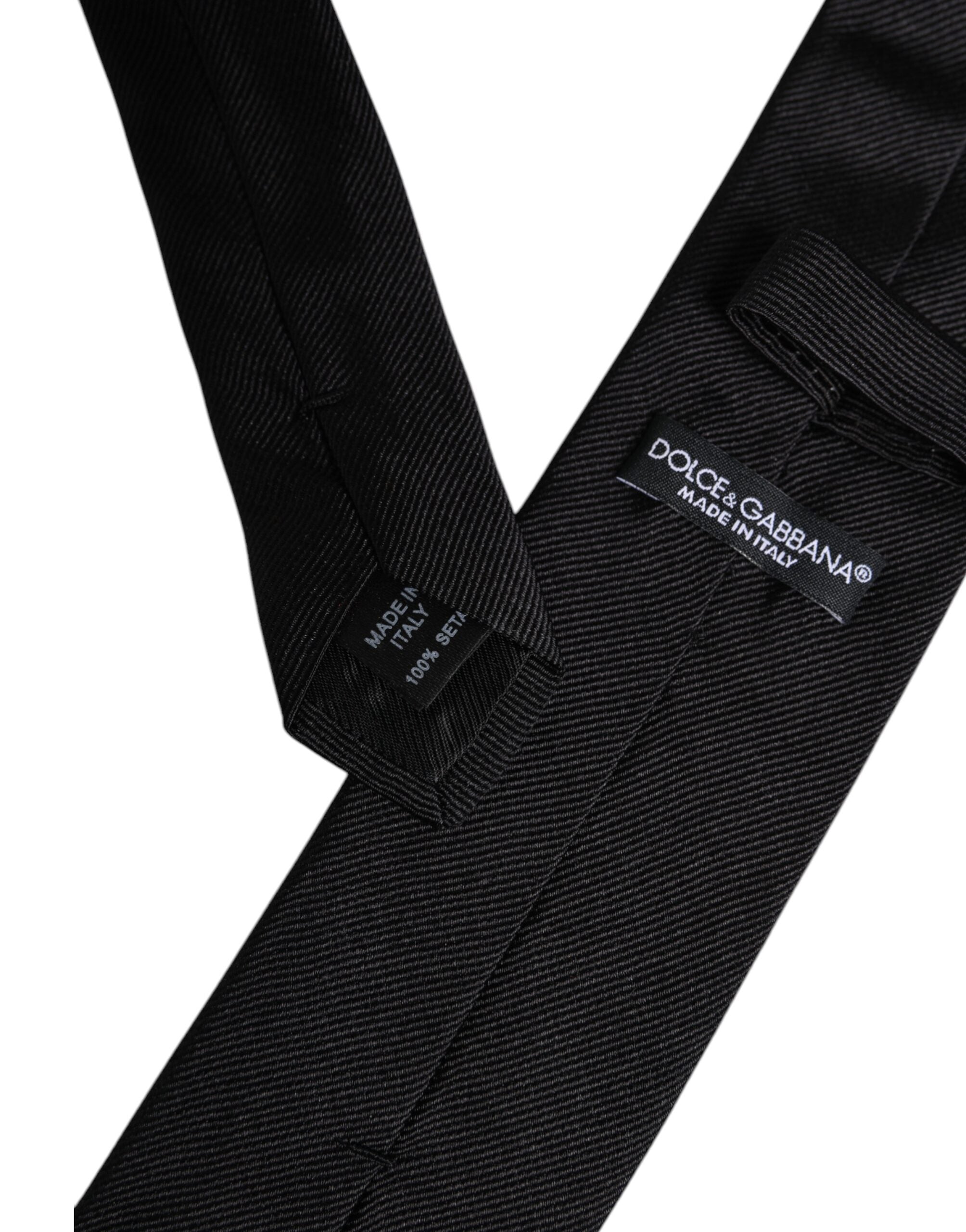 Black Solid Silk Adjustable Necktie Tie