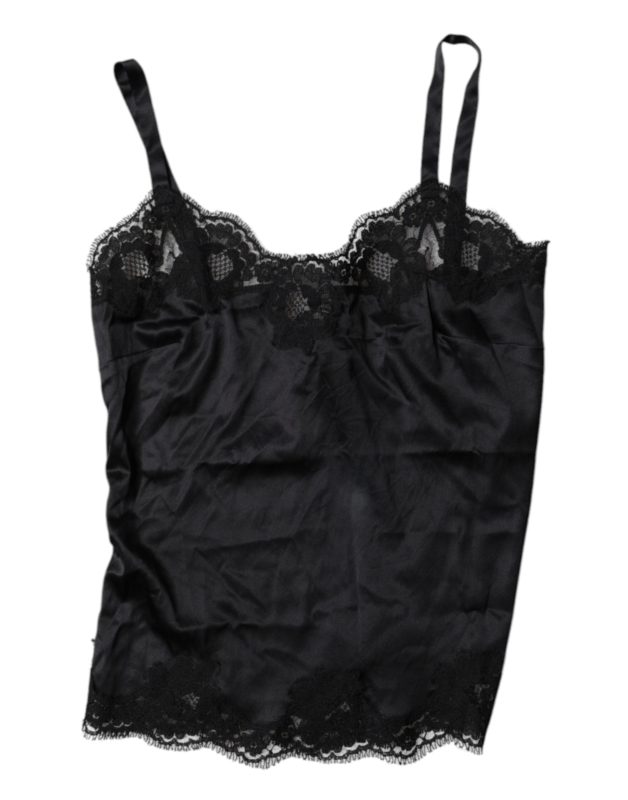 Black Lace Silk Blend Camisole Top Underwear